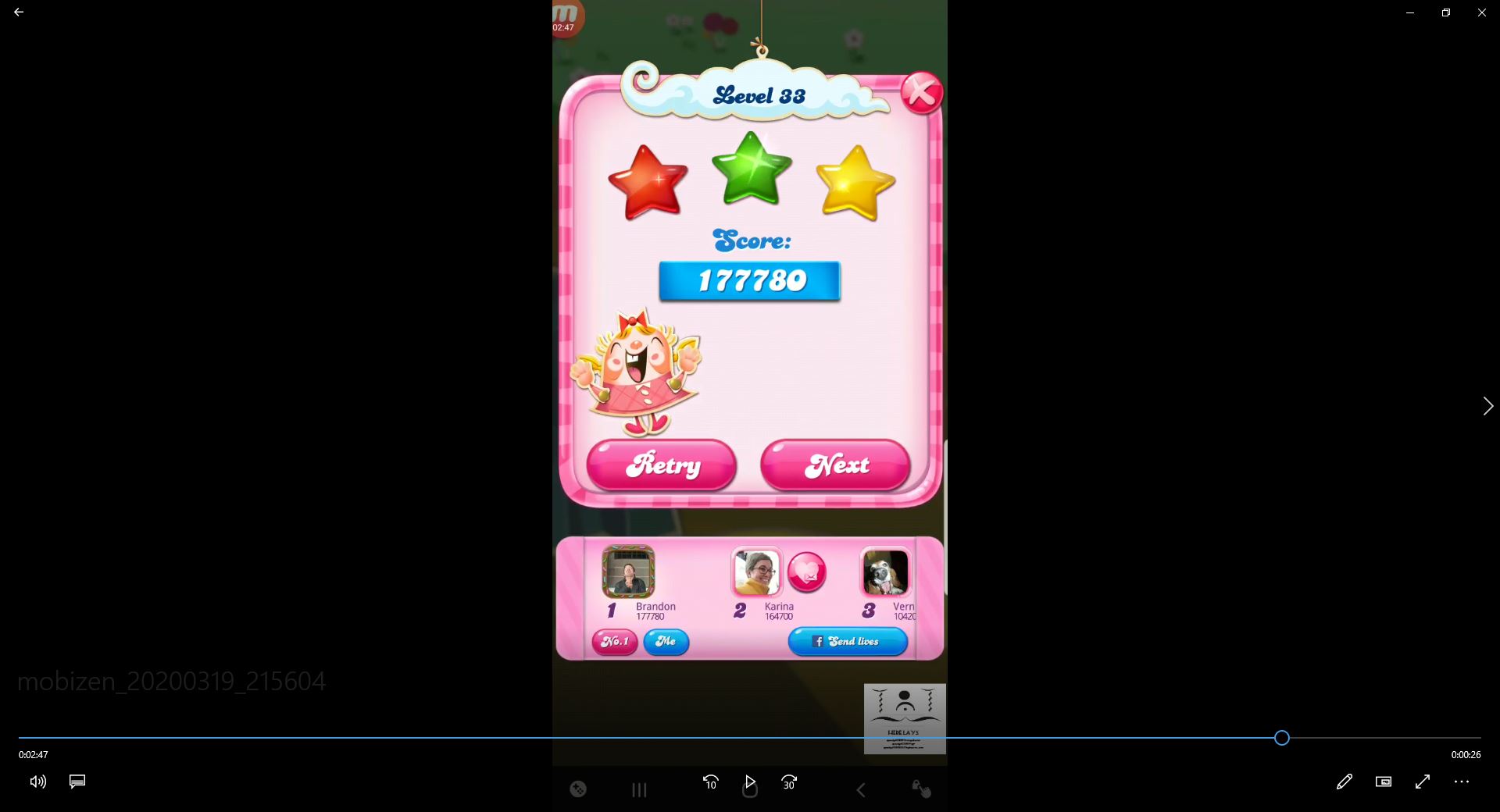 Candy Crush Saga: Level 033 177,780 points