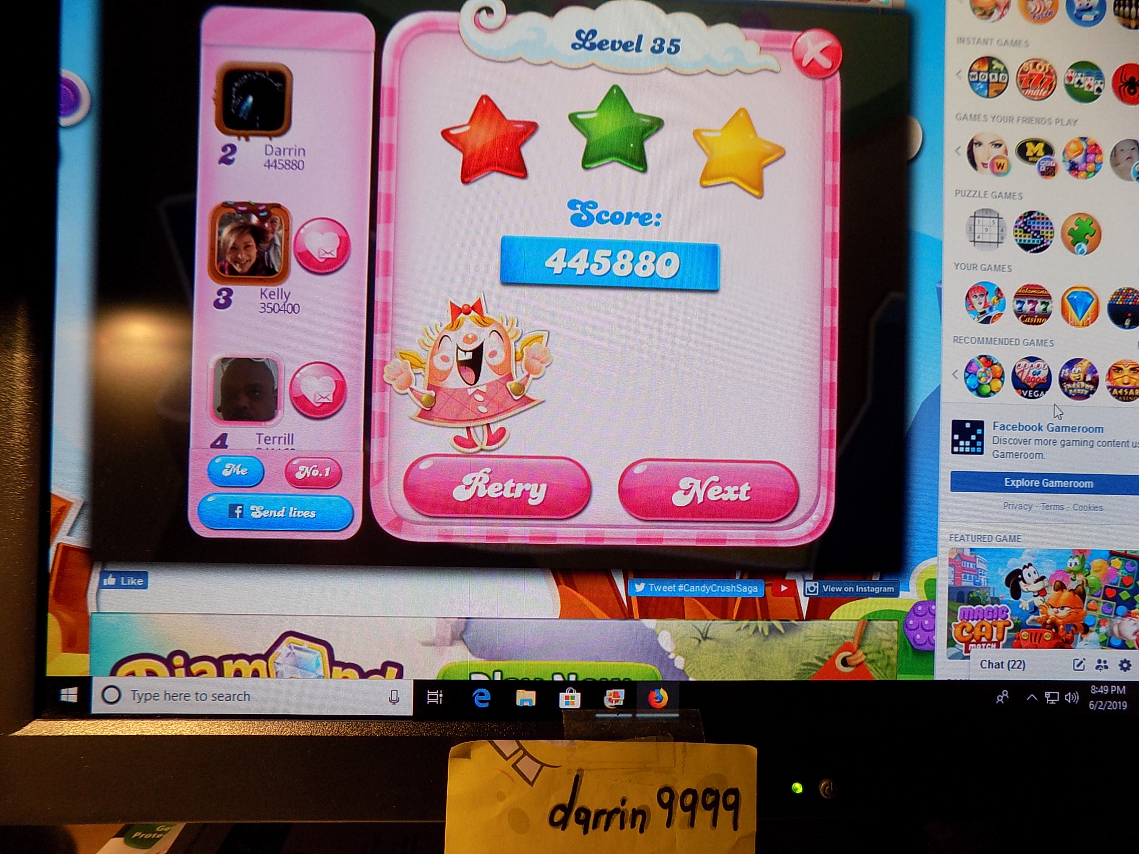 Candy Crush Saga: Level 035 445,880 points