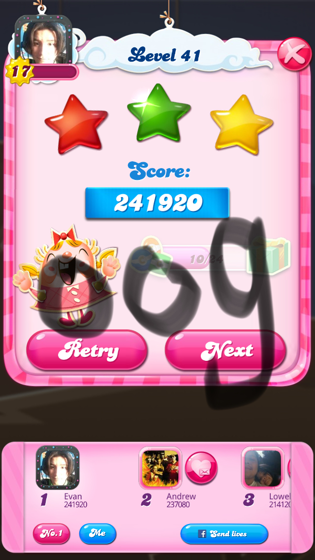 OOG: Candy Crush Saga: Level 041 (iOS) 241,920 points on 2018-03-21 11:19:46