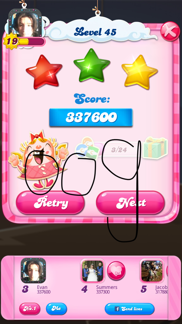 OOG: Candy Crush Saga: Level 045 (iOS) 337,600 points on 2018-04-07 19:16:25