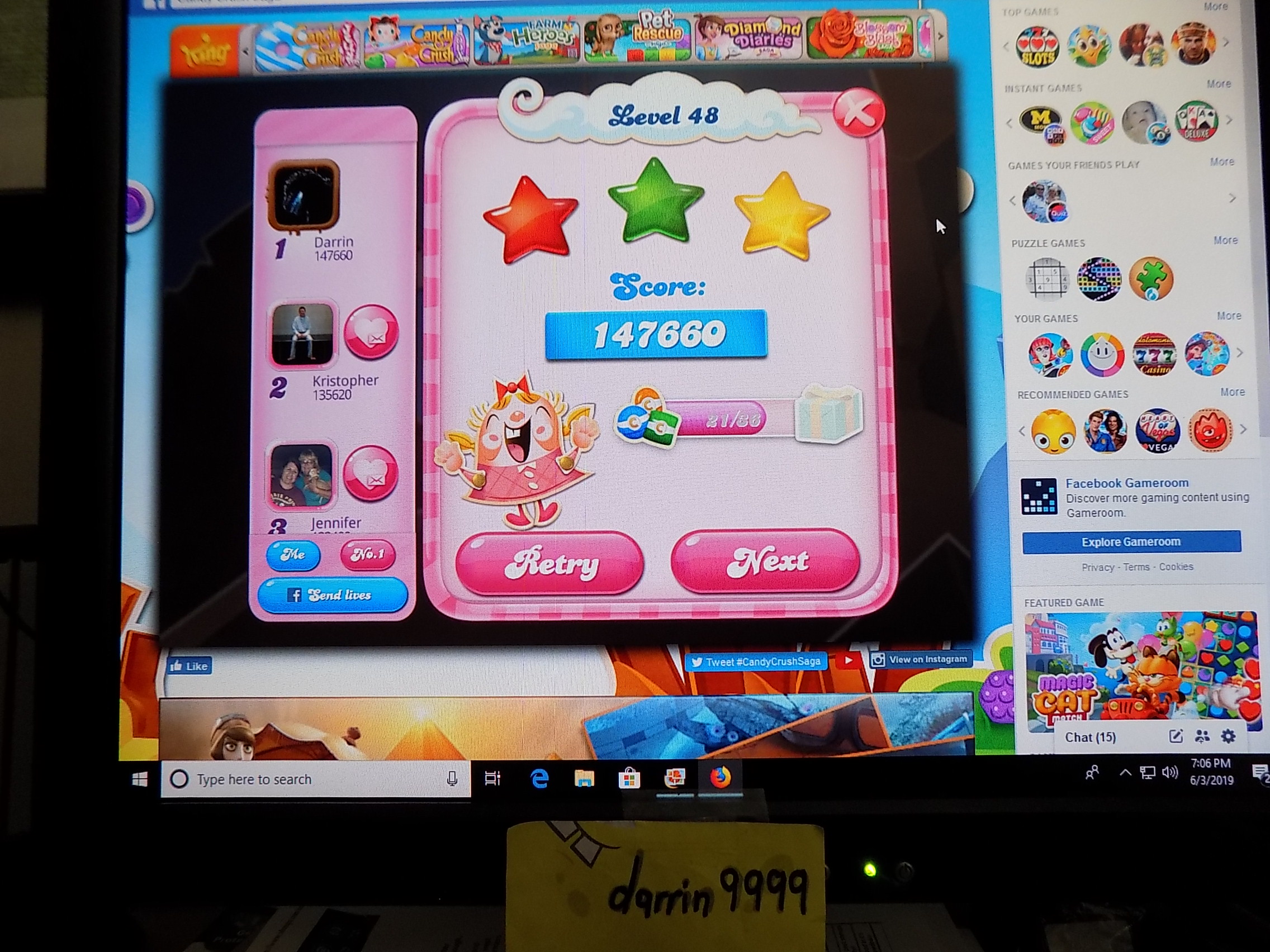 Candy Crush Saga: Level 048 147,660 points