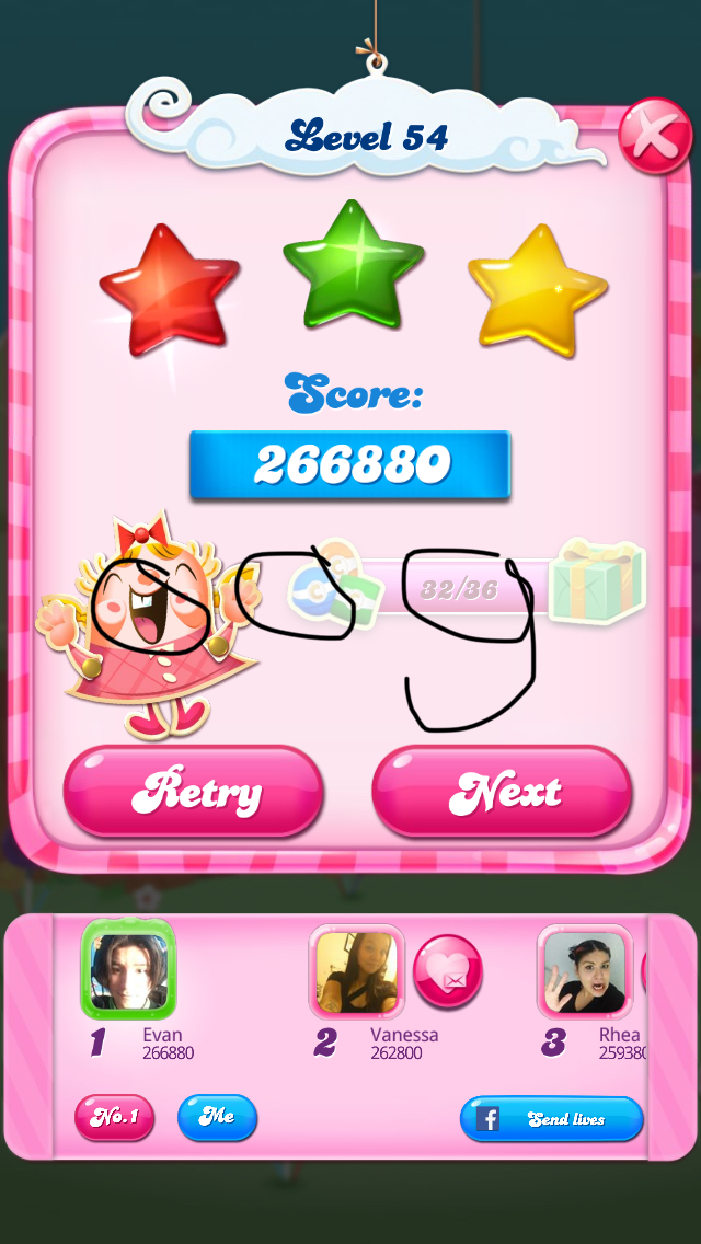 Candy Crush Saga: Level 054 266,880 points