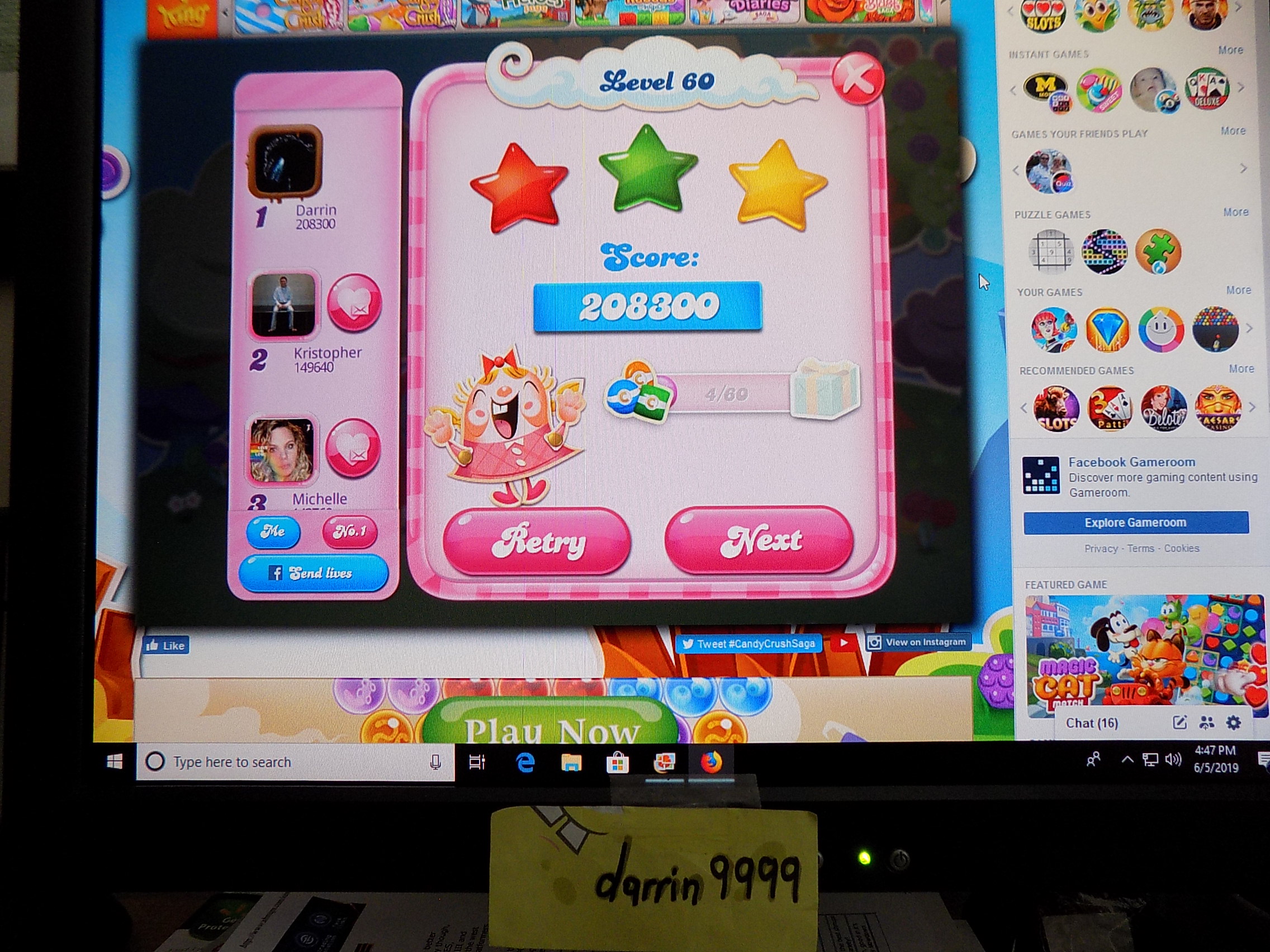 Candy Crush Saga: Level 060 208,300 points