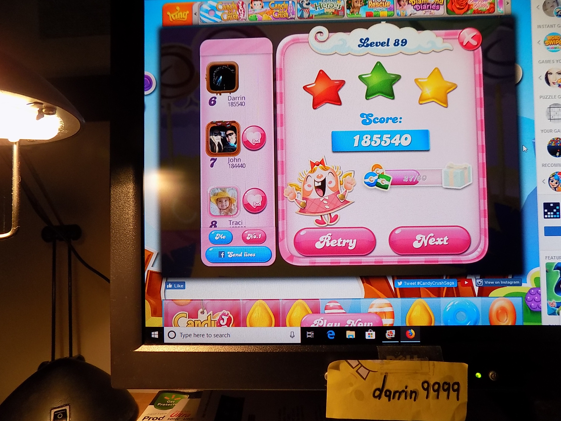 darrin9999: Candy Crush Saga: Level 089 (Web) 185,540 points on 2019-06-18 16:20:03
