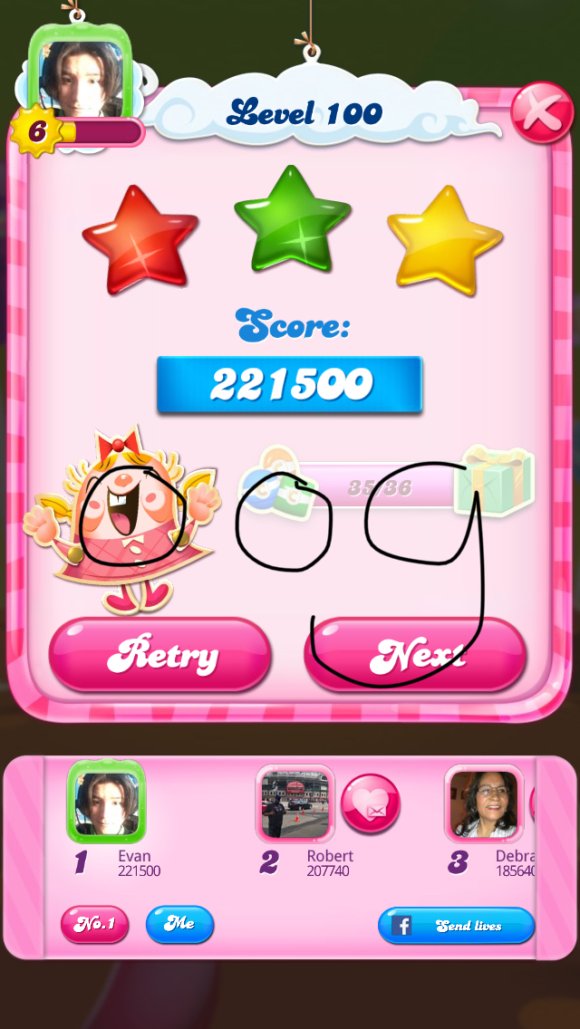 Candy Crush Saga: Level 100 221,500 points