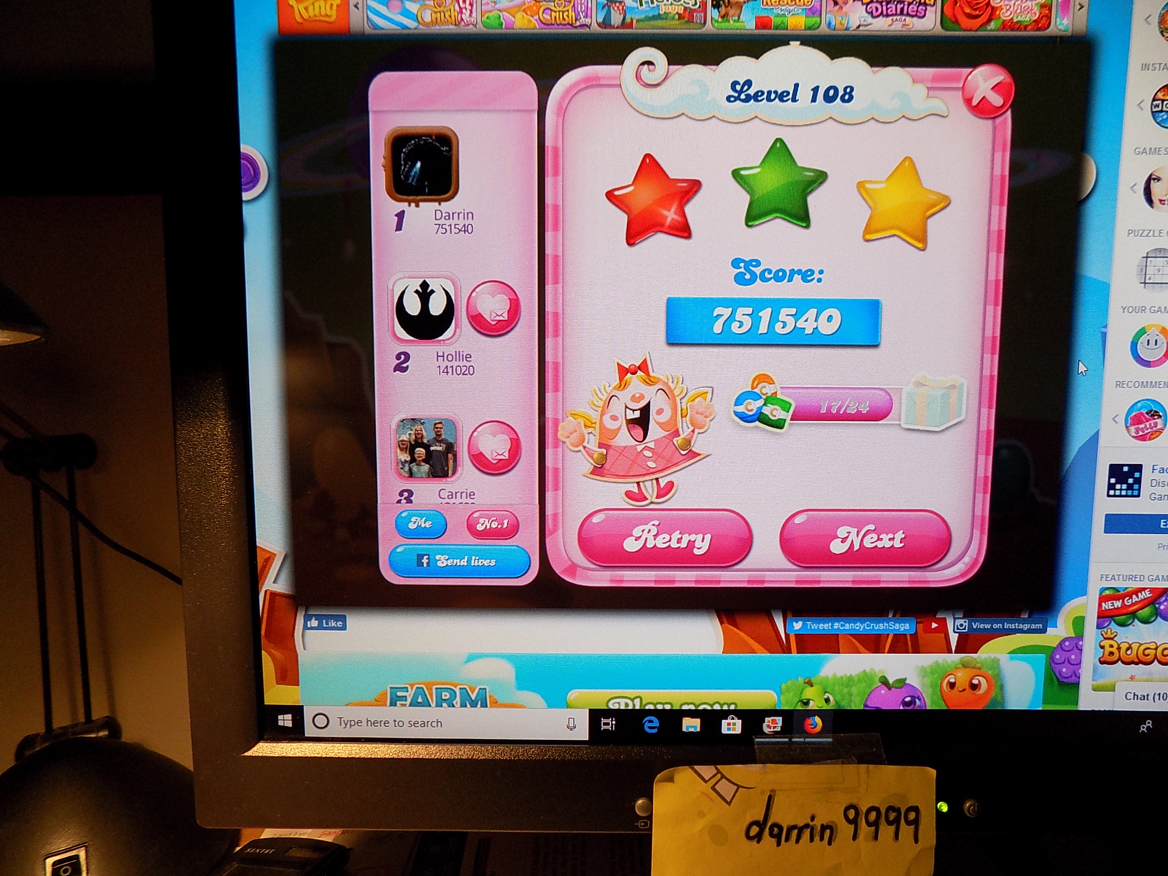 Candy Crush Saga: Level 108 751,540 points