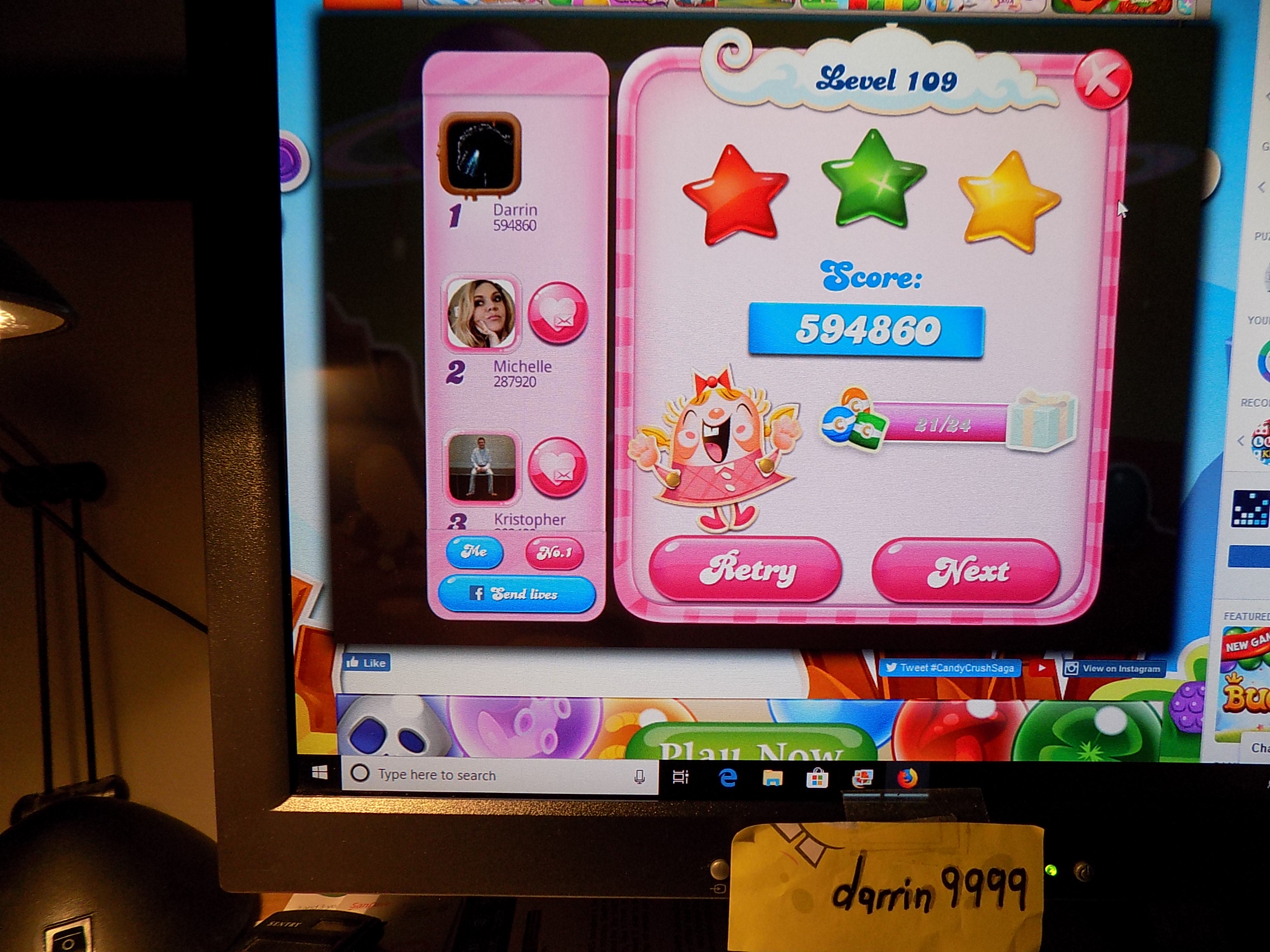 Candy Crush Saga: Level 109 594,860 points