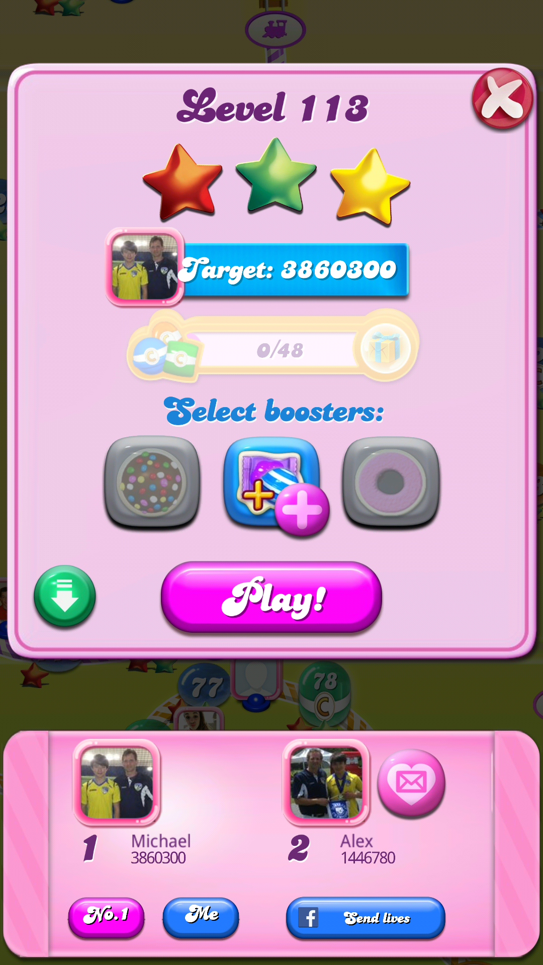 Candy Crush Saga: Level 113 3,860,300 points
