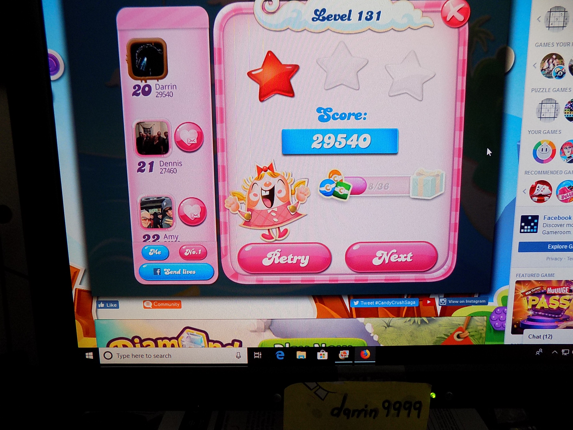 Candy Crush Saga: Level 131 29,540 points