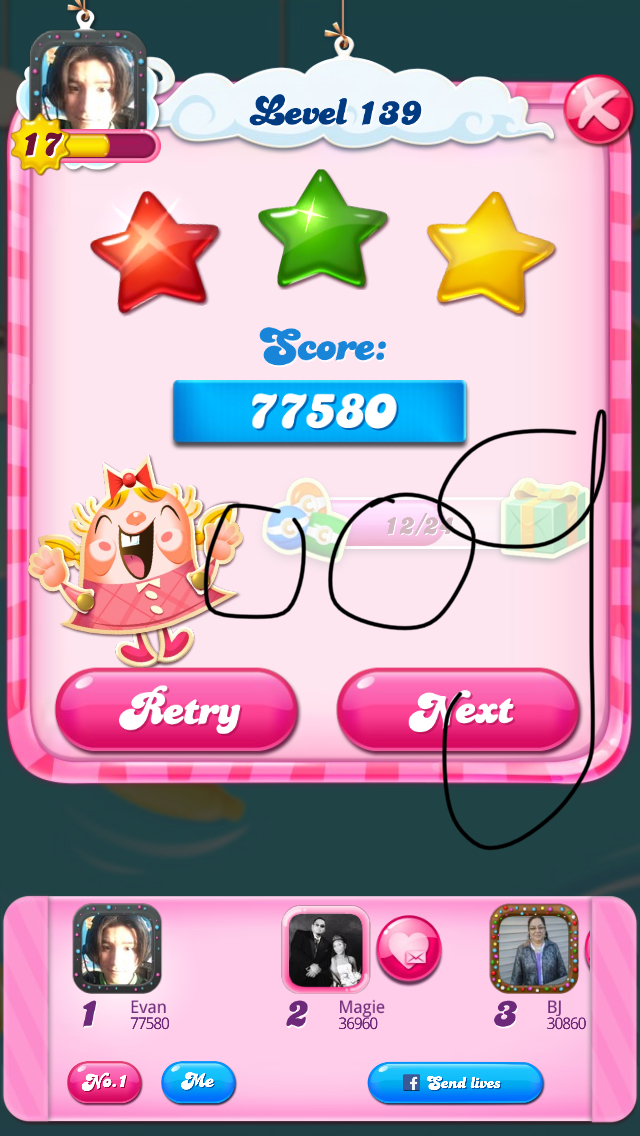 Candy Crush Saga: Level 139 77,580 points