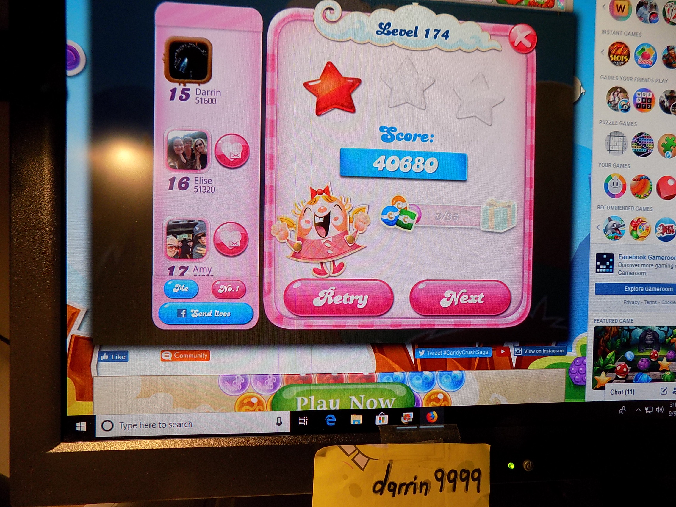 Candy Crush Saga: Level 174 40,680 points