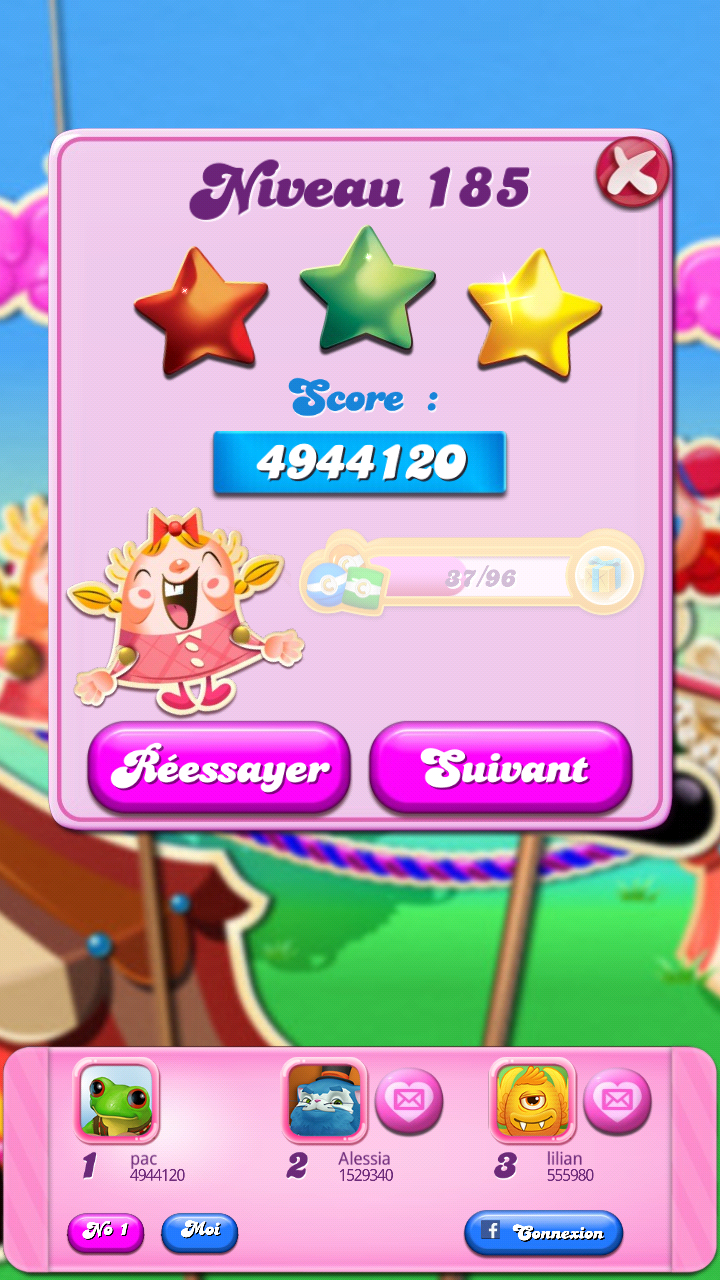 Candy Crush Saga: Level 185 4,944,120 points