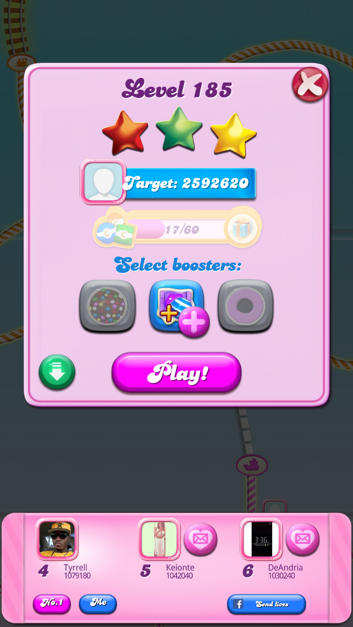 Candy Crush Saga: Level 185 1,079,180 points