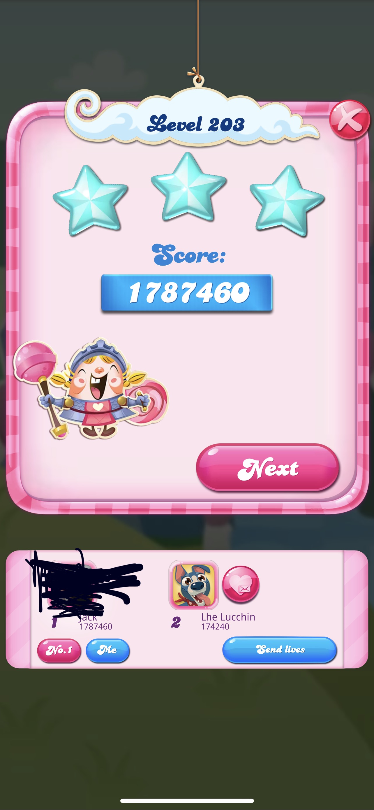 Candy Crush Saga: Level 203 1,787,460 points