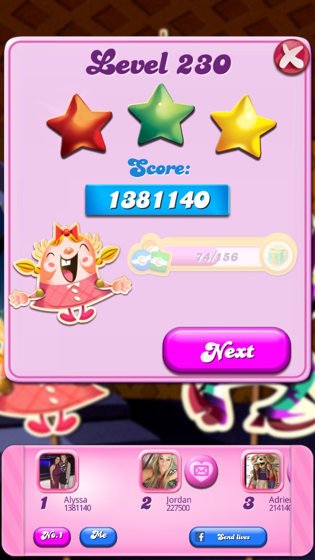Candy Crush Saga: Level 230 1,381,140 points