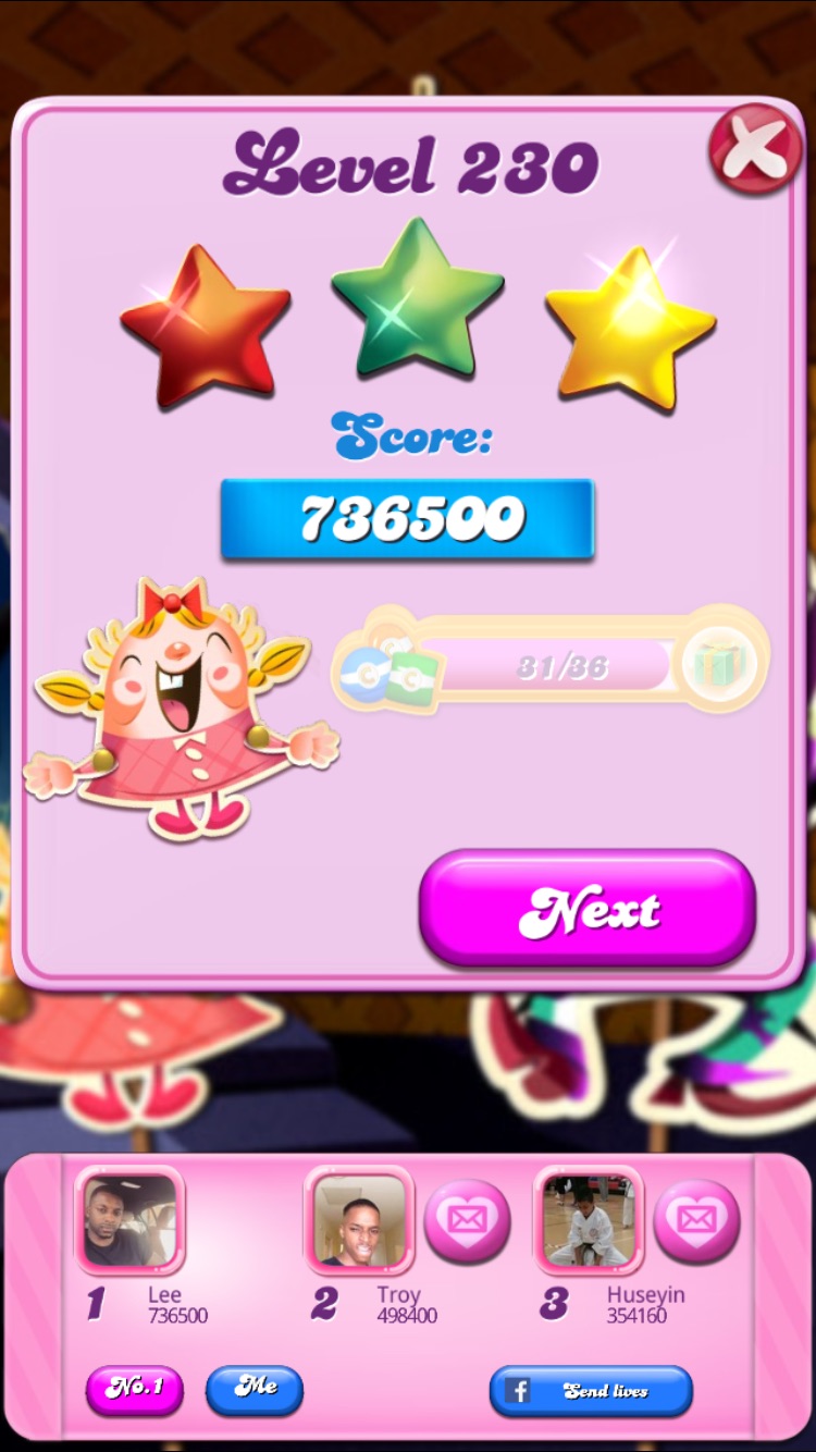Candy Crush Saga: Level 230 736,500 points