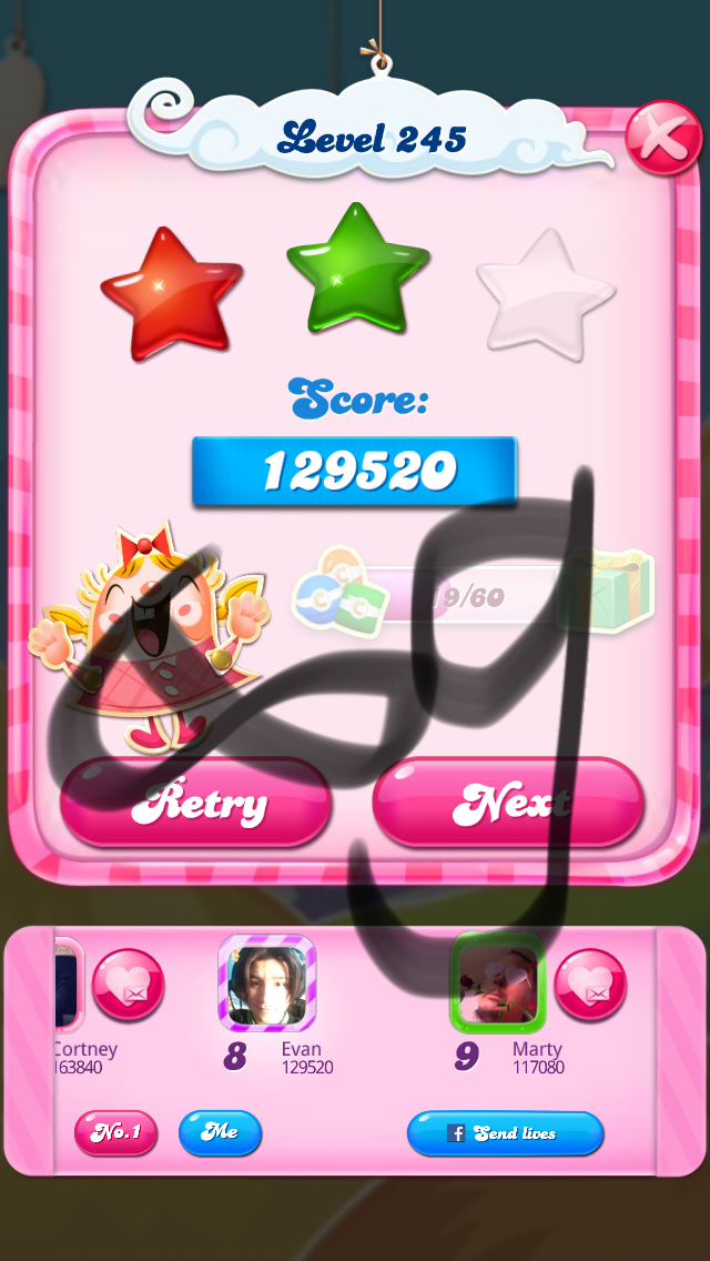 Candy Crush Saga: Level 245 129,520 points