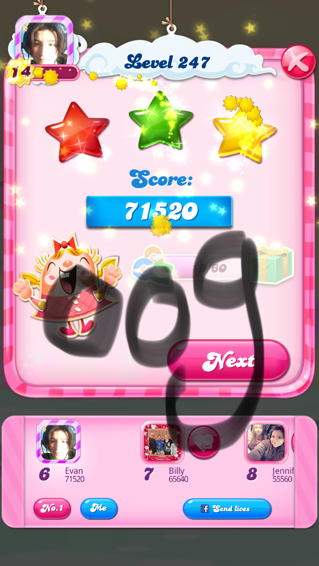 OOG: Candy Crush Saga: Level 247 (iOS) 71,520 points on 2018-03-11 19:02:30