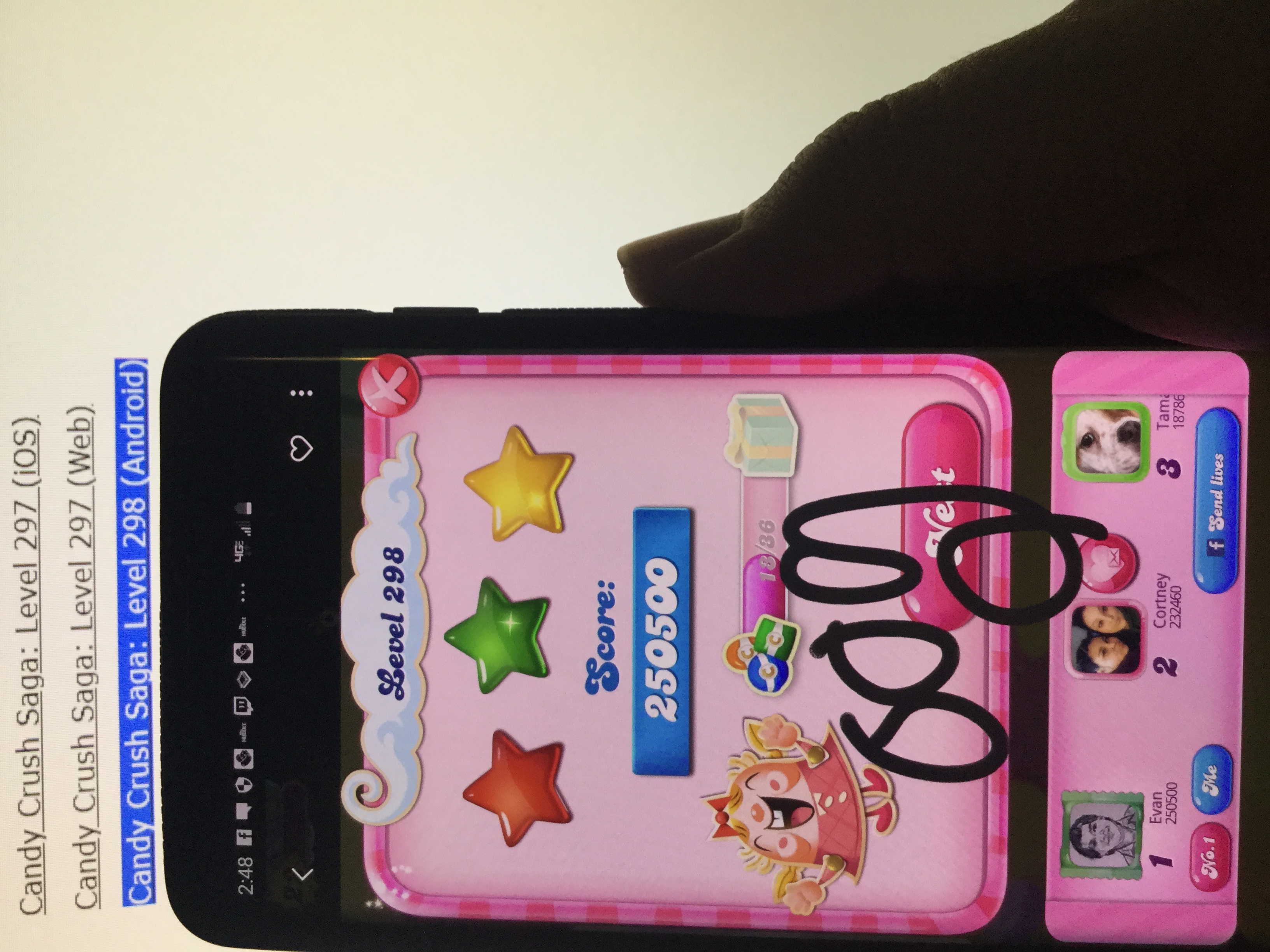 OOG: Candy Crush Saga: Level 298 (Android) 250,500 points on 2019-04-14 13:53:58