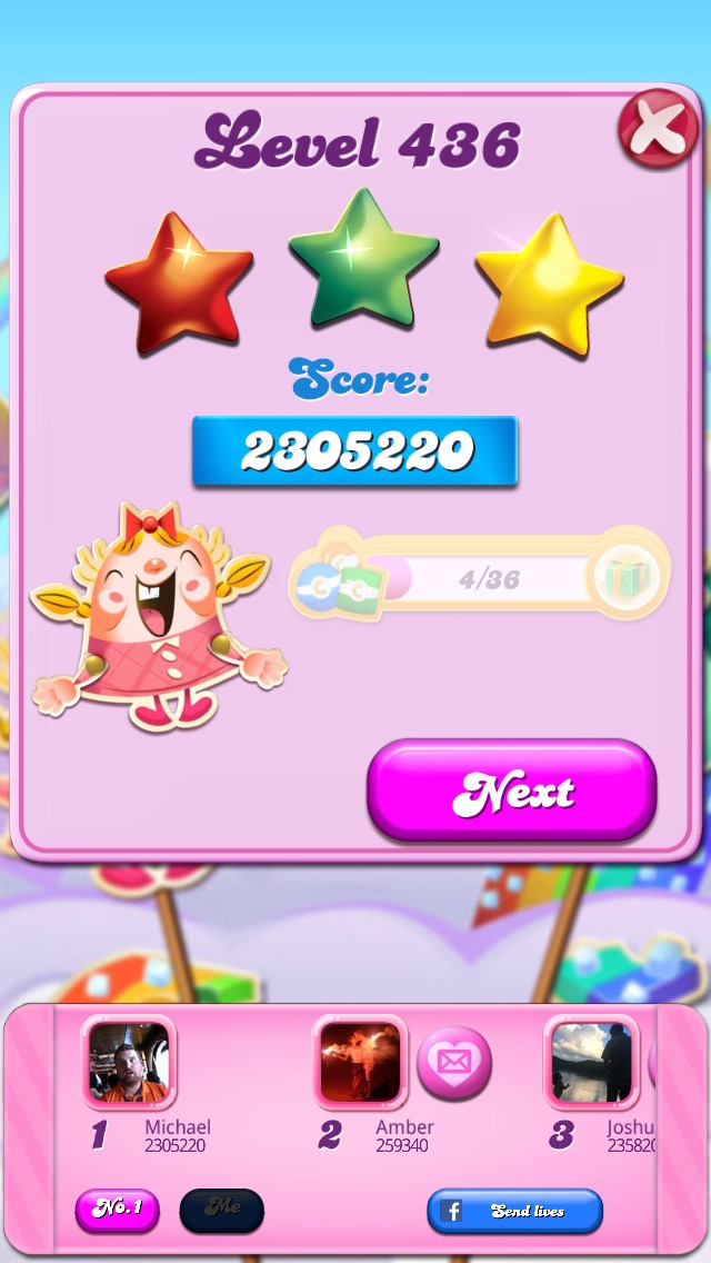Candy Crush Saga: Level 436 2,305,220 points