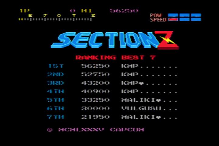 KMP: Capcom Classics Vol 1: Section Z (Playstation 2) 56,250 points on 2017-12-25 12:12:03