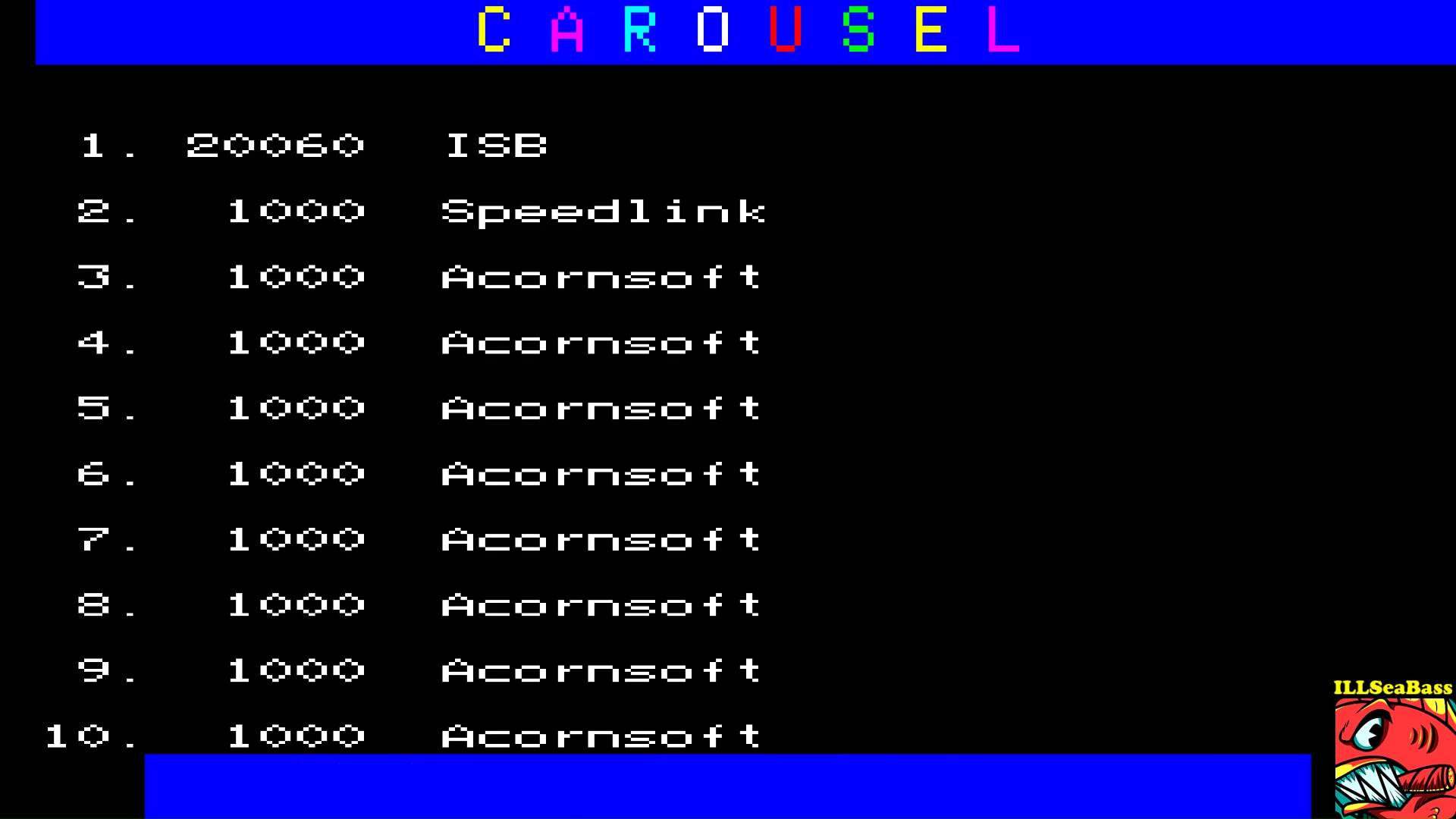 ILLSeaBass: Carousel (BBC Micro Emulated) 20,060 points on 2017-10-08 12:44:31