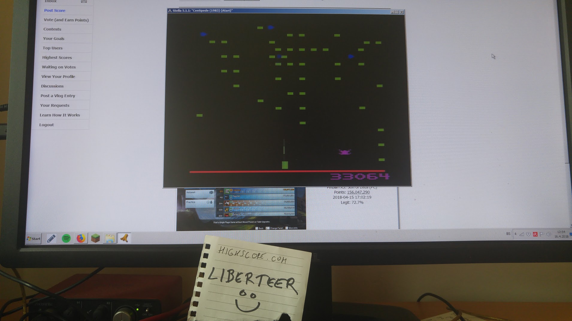 liberteer: Centipede (Atari 2600 Emulated) 33,064 points on 2018-04-16 04:59:06
