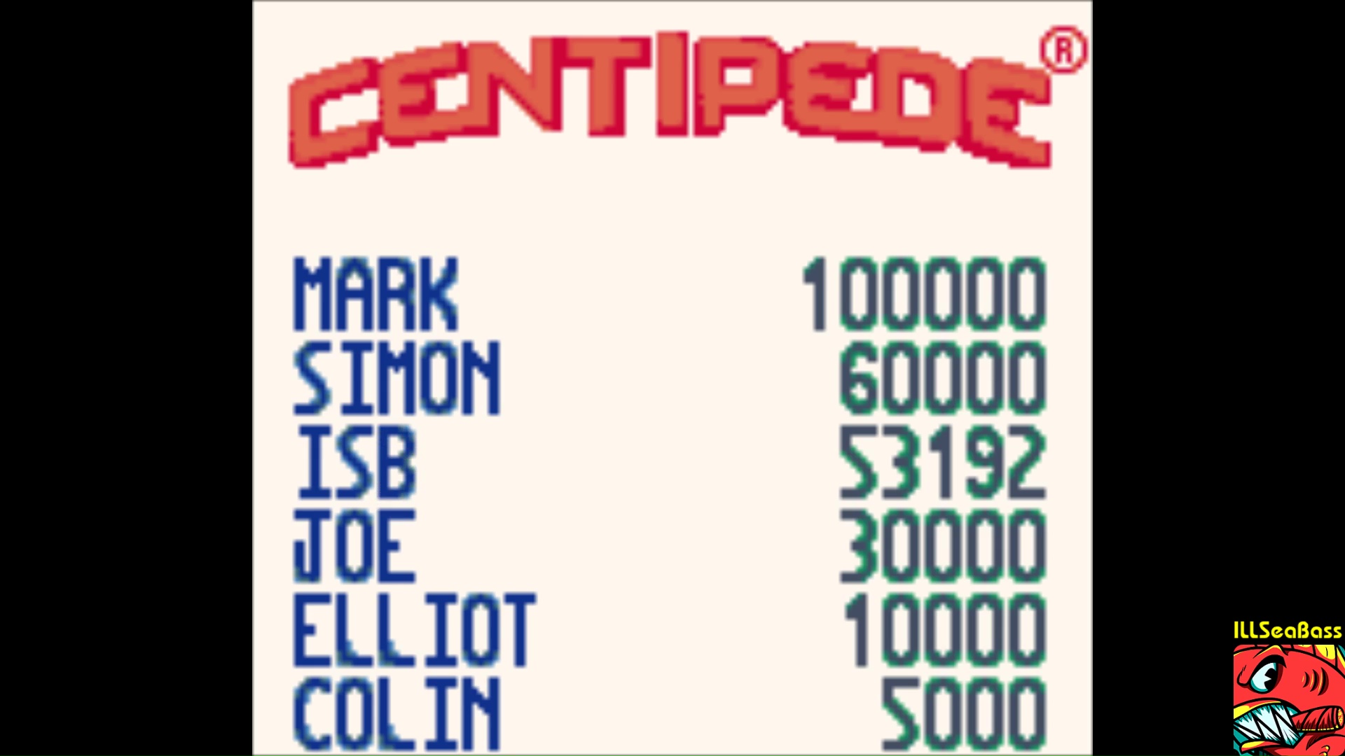 ILLSeaBass: Centipede (Game Boy Color Emulated) 53,192 points on 2018-01-19 22:42:30