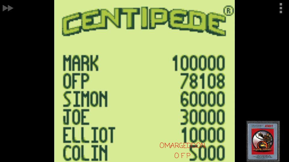 Centipede 78,108 points