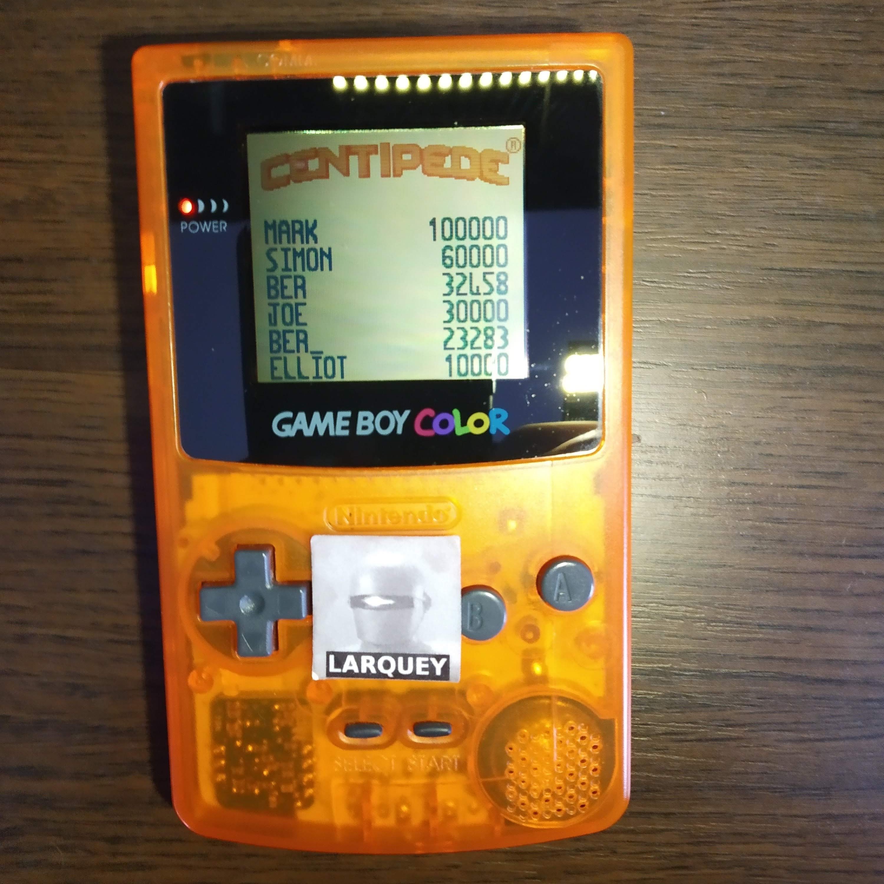 Larquey: Centipede: Standard (Game Boy Color) 23,283 points on 2020-06-11 10:52:39