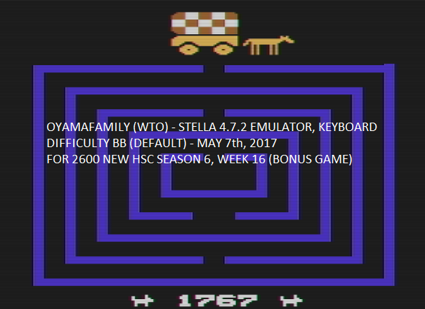 oyamafamily: Chase the Chuck Wagon (Atari 2600 Emulated Novice/B Mode) 1,767 points on 2017-05-15 17:49:04