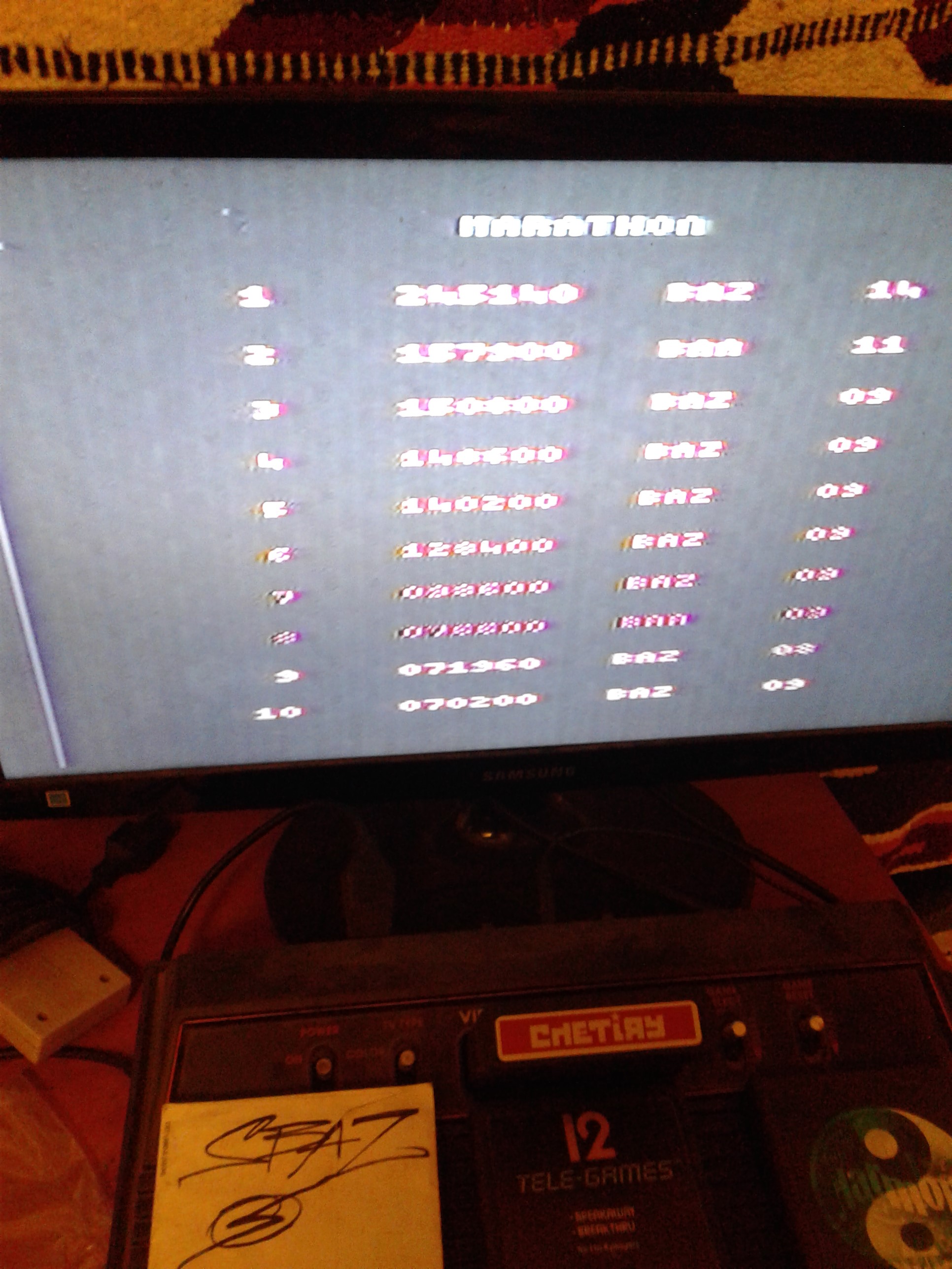 S.BAZ: Chetiry: Marathon (Atari 2600 Novice/B) 245,140 points on 2018-11-20 18:24:20