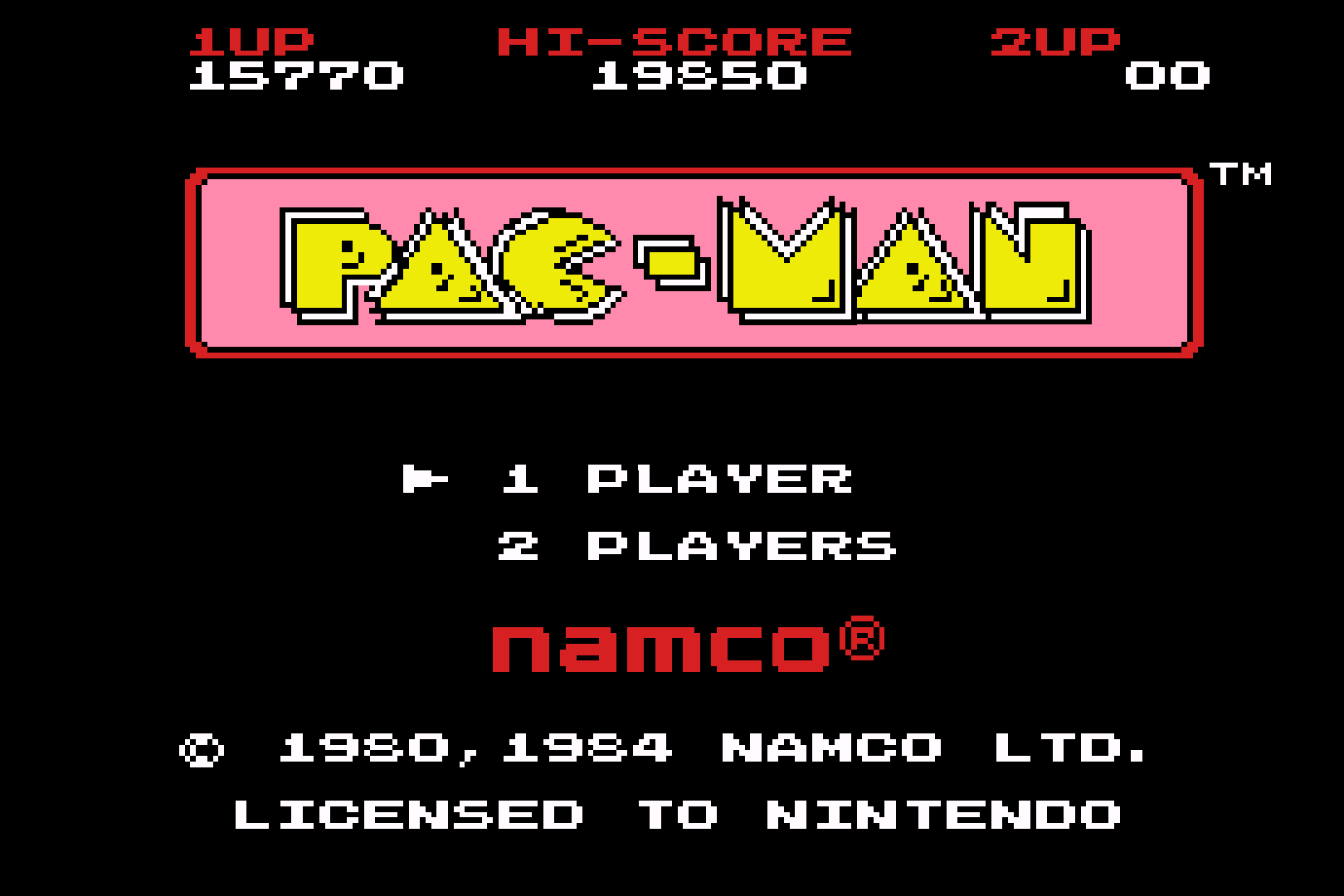 Classic NES Series: Pac-Man 15,770 points