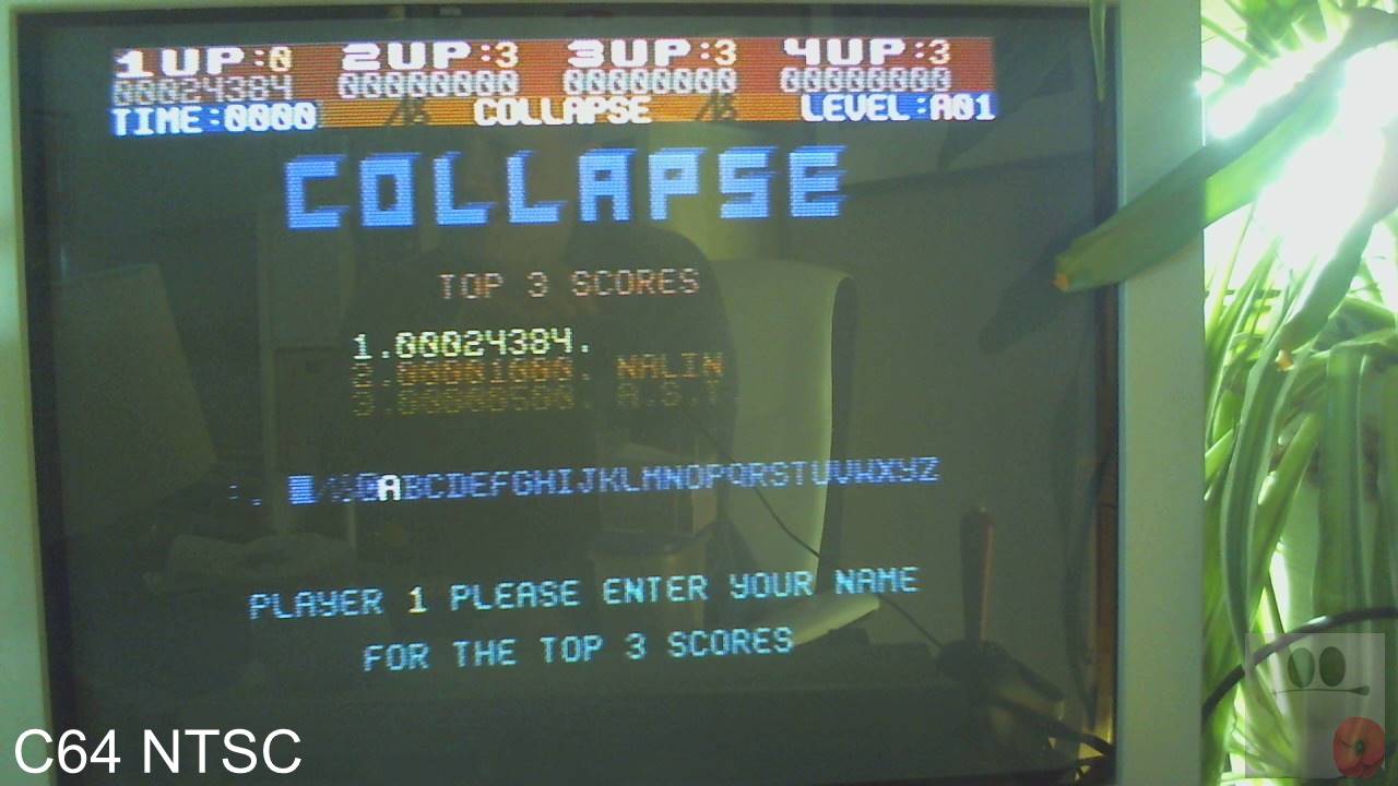 GTibel: Collapse (Commodore 64) 24,384 points on 2020-08-14 01:18:51