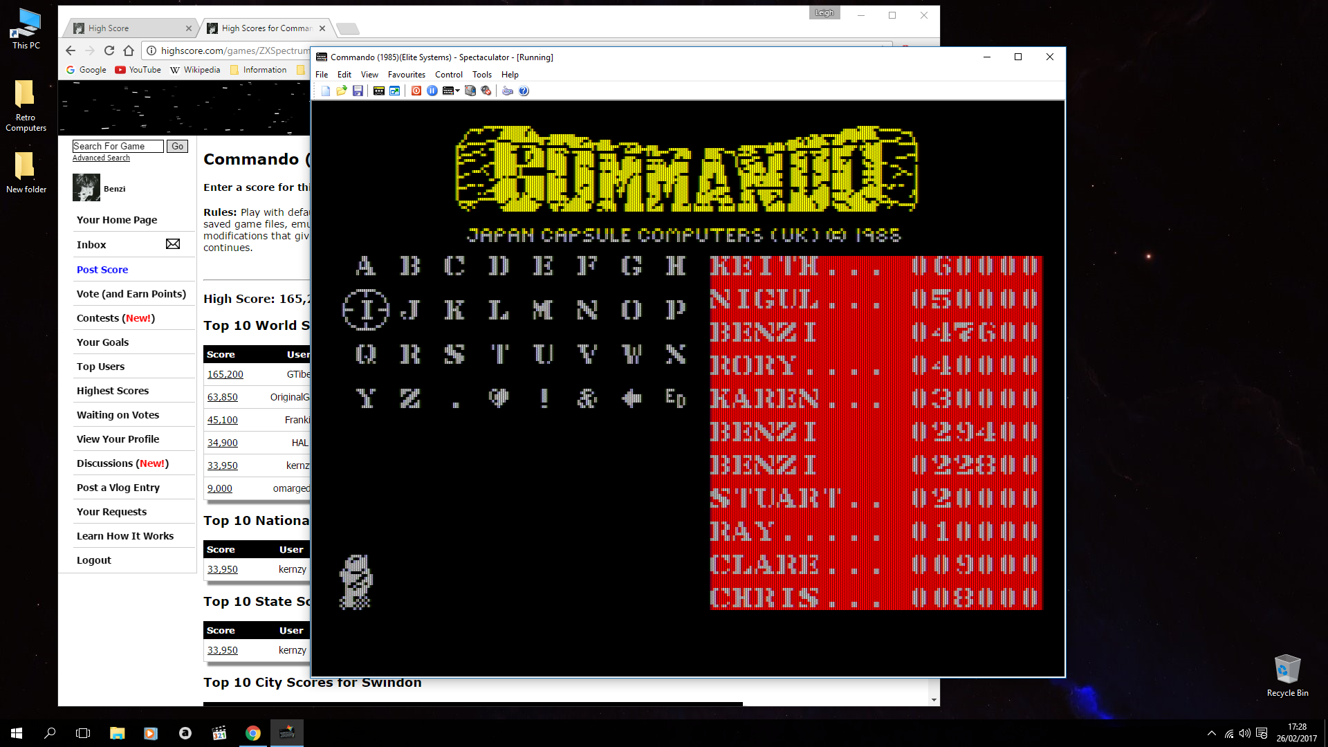 Benzi: Commando (ZX Spectrum Emulated) 47,600 points on 2017-02-26 10:30:07