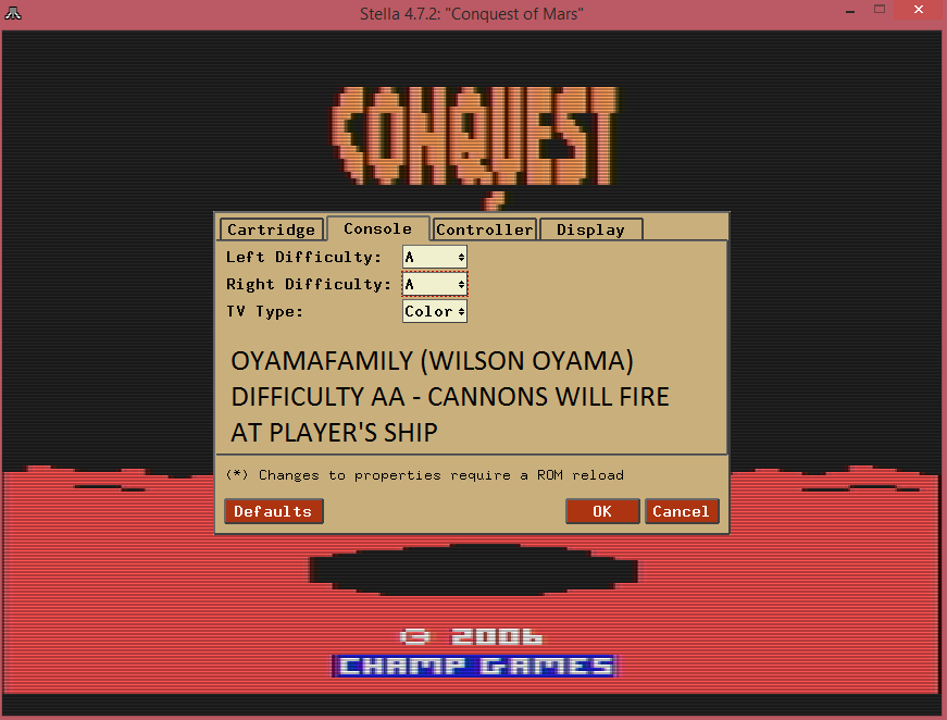 oyamafamily: Conquest of Mars: Pilot (Atari 2600 Emulated Expert/A Mode) 1,500 points on 2016-07-17 10:57:10