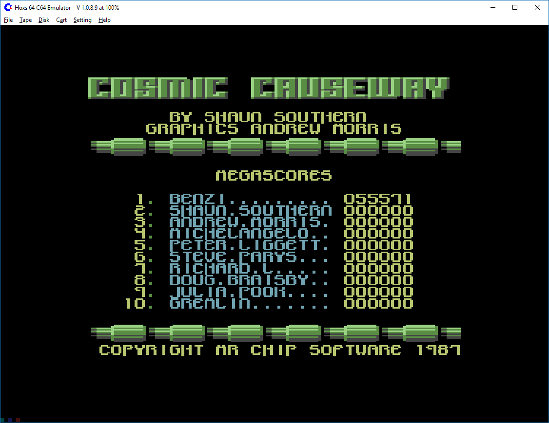 Benzi: Cosmic Causeway (Commodore 64 Emulated) 55,571 points on 2016-08-15 04:26:53