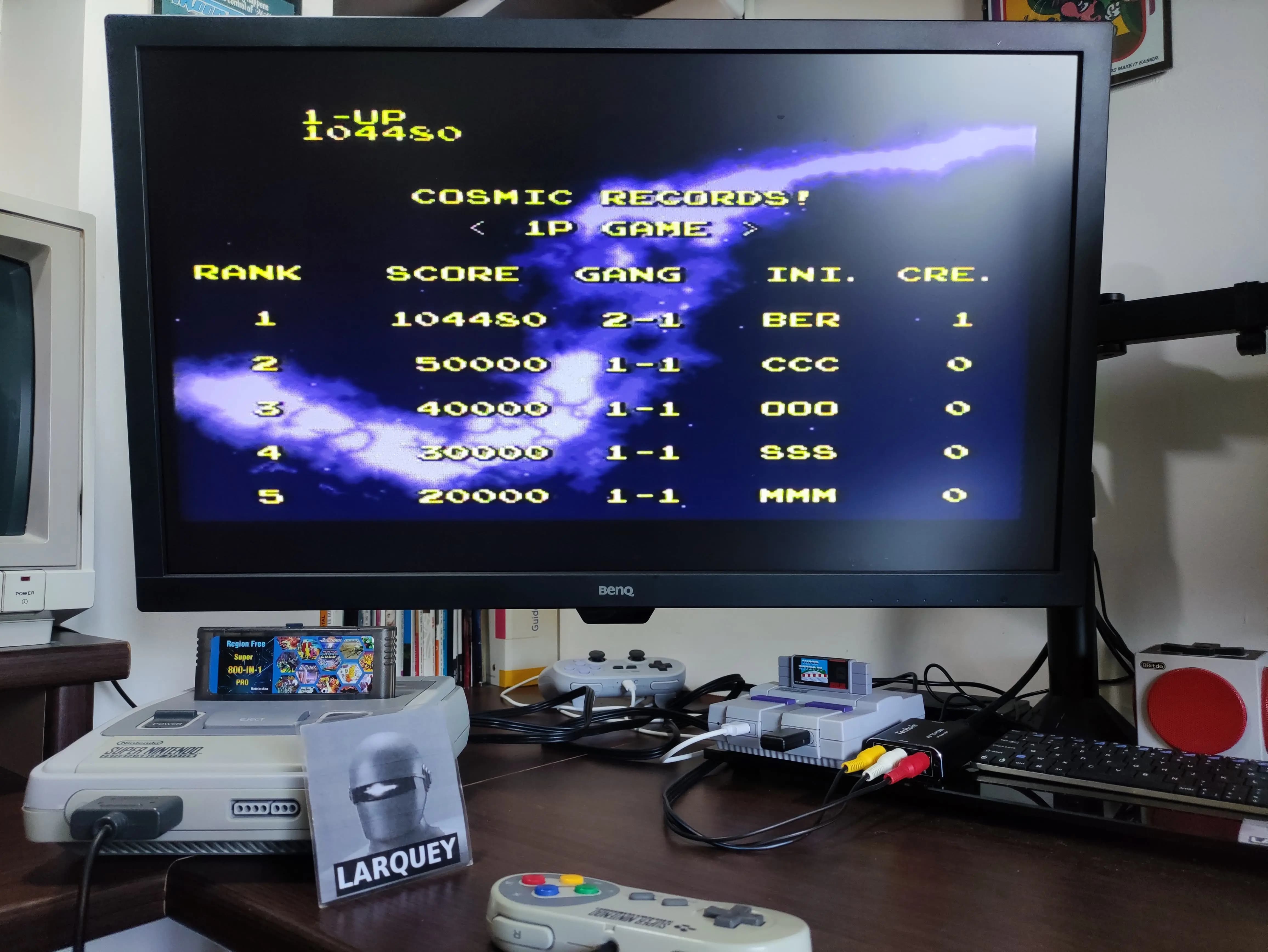 Larquey: Cosmo Gang: The Video [Extra Hard] (SNES/Super Famicom) 104,480 points on 2022-07-16 01:12:49