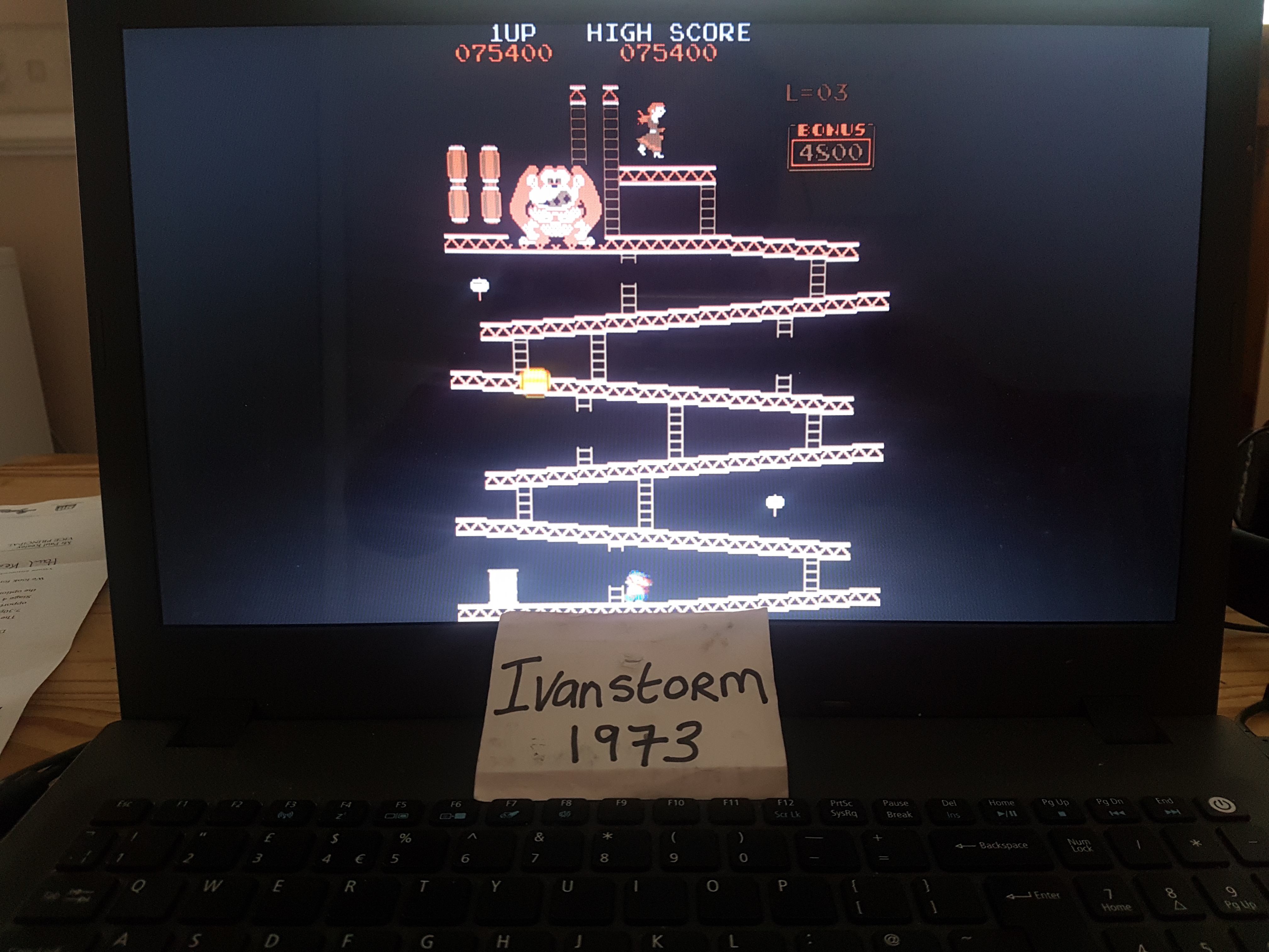 Ivanstorm1973: Crazy Kong [Galaxian Hardware] [ckongg] (Arcade Emulated / M.A.M.E.) 75,400 points on 2018-03-06 07:36:32
