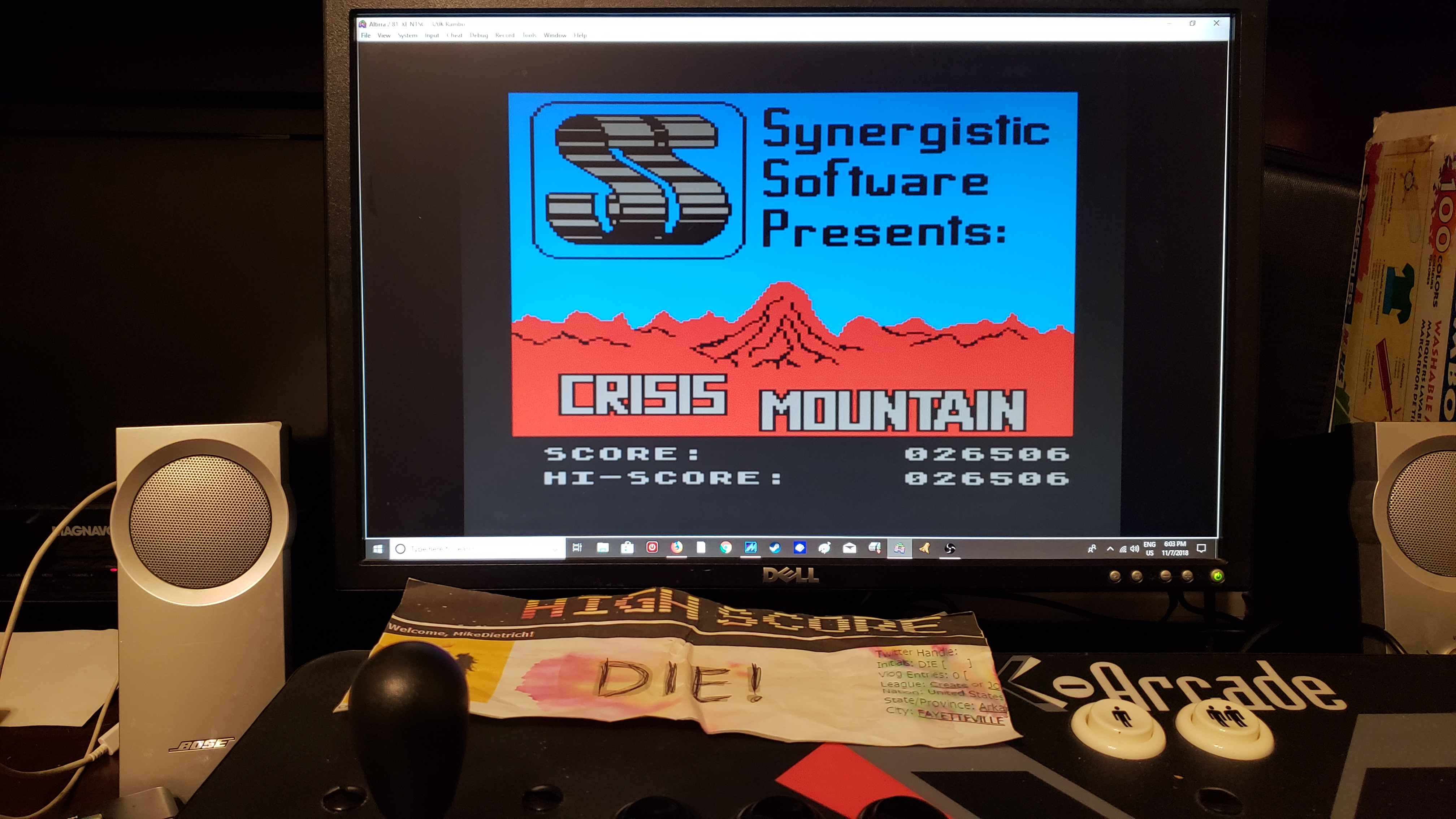 MikeDietrich: Crisis Mountain (Atari 400/800/XL/XE Emulated) 26,506 points on 2018-11-07 17:04:51