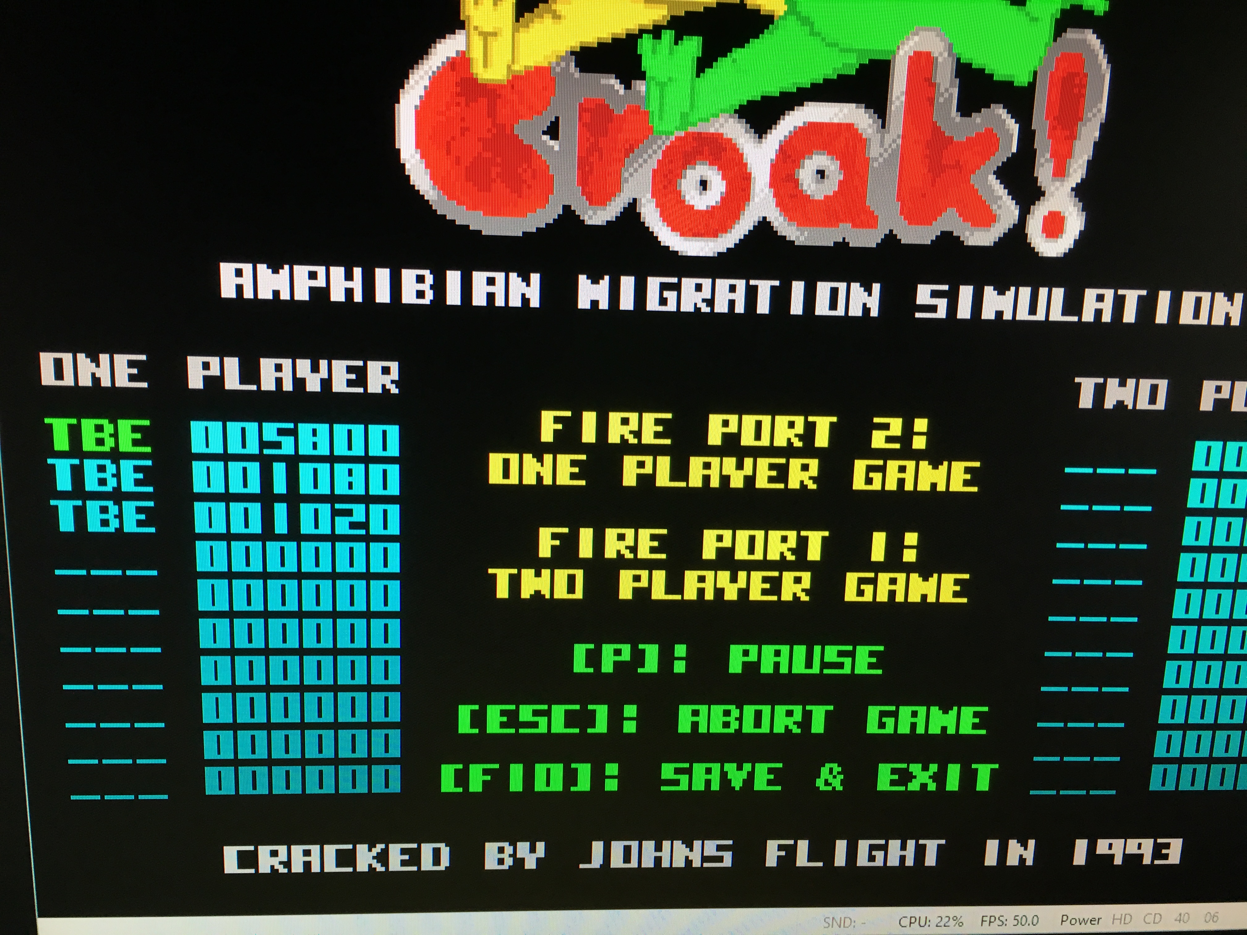 Sixx: Croak! Amphibian Migration Simulation (Amiga Emulated) 5,800 points on 2016-06-04 16:48:22