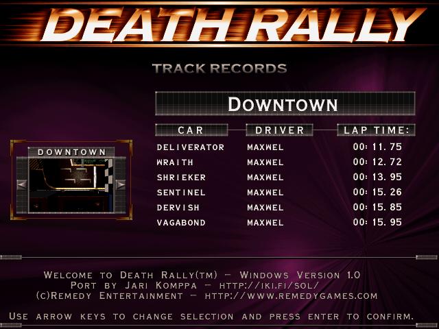 Maxwel: Death Rally [Down Town, Sentinel Car] (PC) 0:00:15.26 points on 2016-03-04 02:55:44