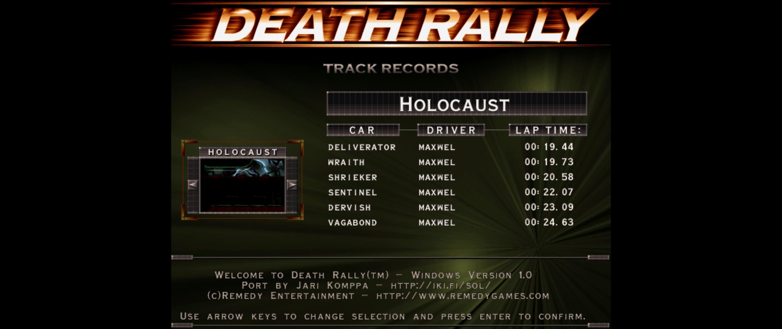 Maxwel: Death Rally [Holocaust, Sentinel Car] (PC) 0:00:22.07 points on 2016-03-02 03:18:11