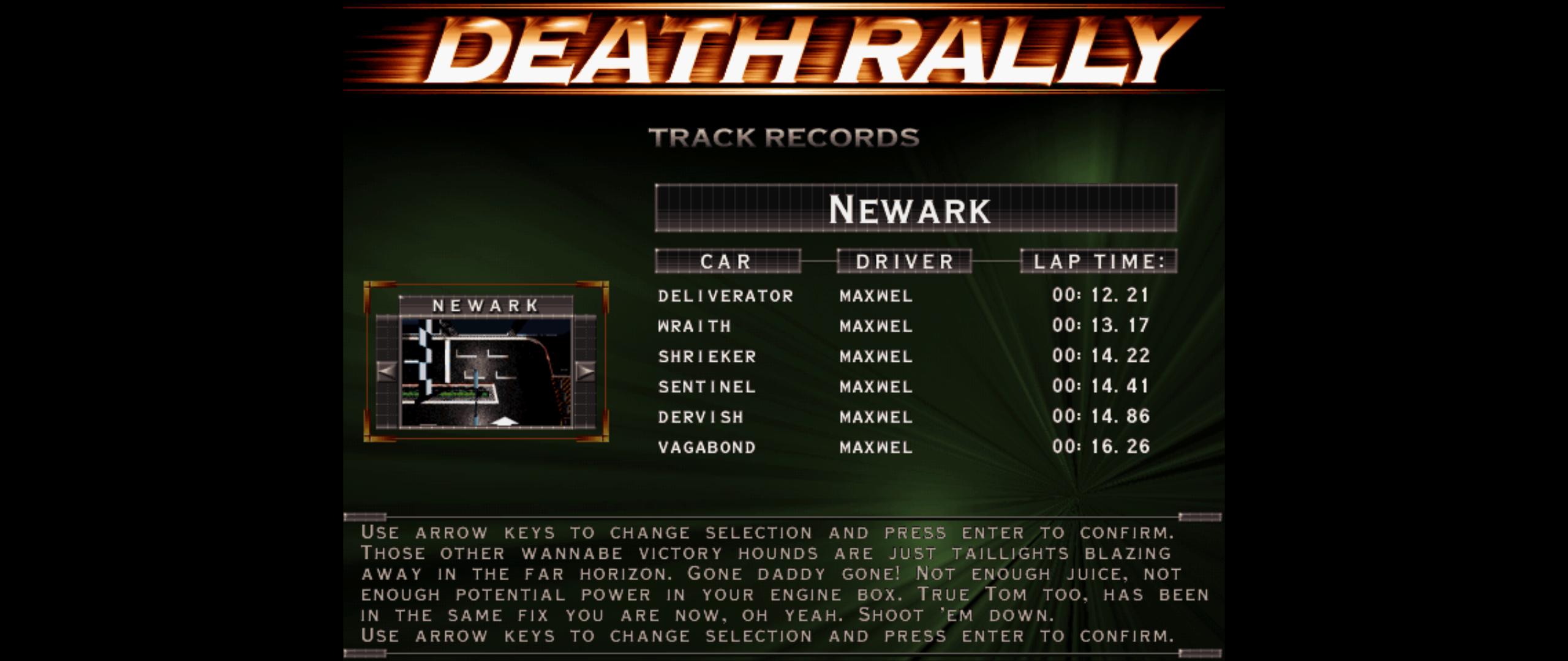 Maxwel: Death Rally [New Ark, Deliverator Car] (PC) 0:00:12.21 points on 2016-03-04 07:05:16