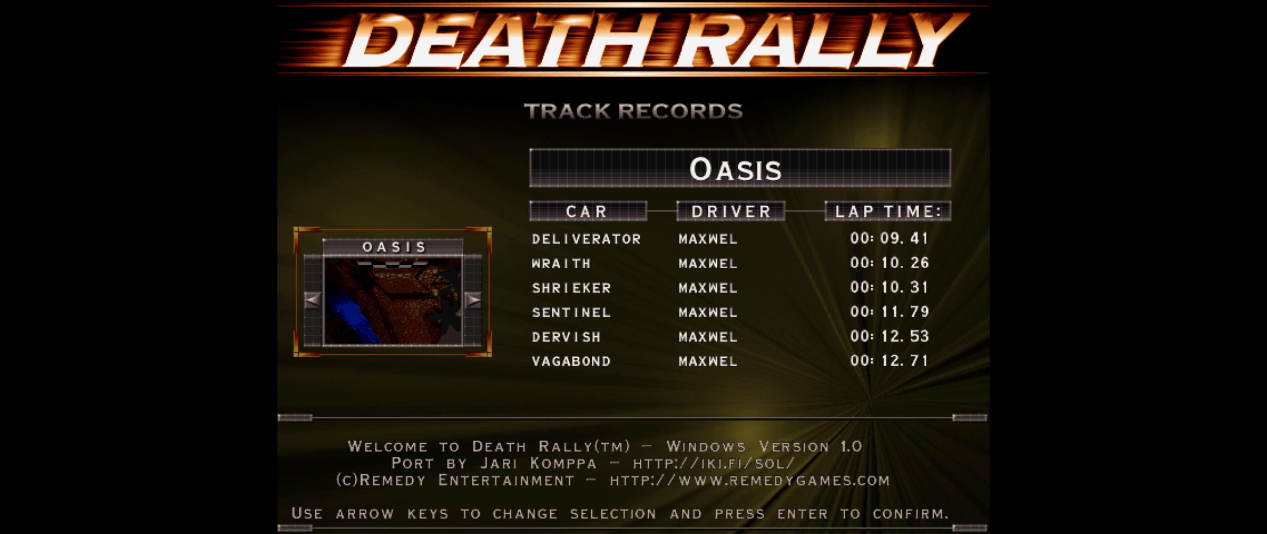 Maxwel: Death Rally [Oasis, Shrieker Car] (PC) 0:00:10.31 points on 2016-03-02 05:41:36