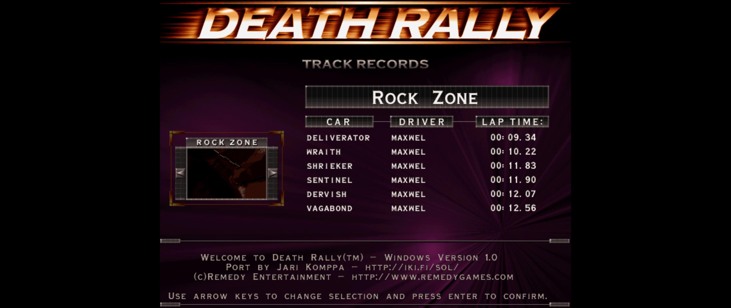 Maxwel: Death Rally [Rock Zone, Sentinel Car] (PC) 0:00:11.9 points on 2016-03-03 01:52:53