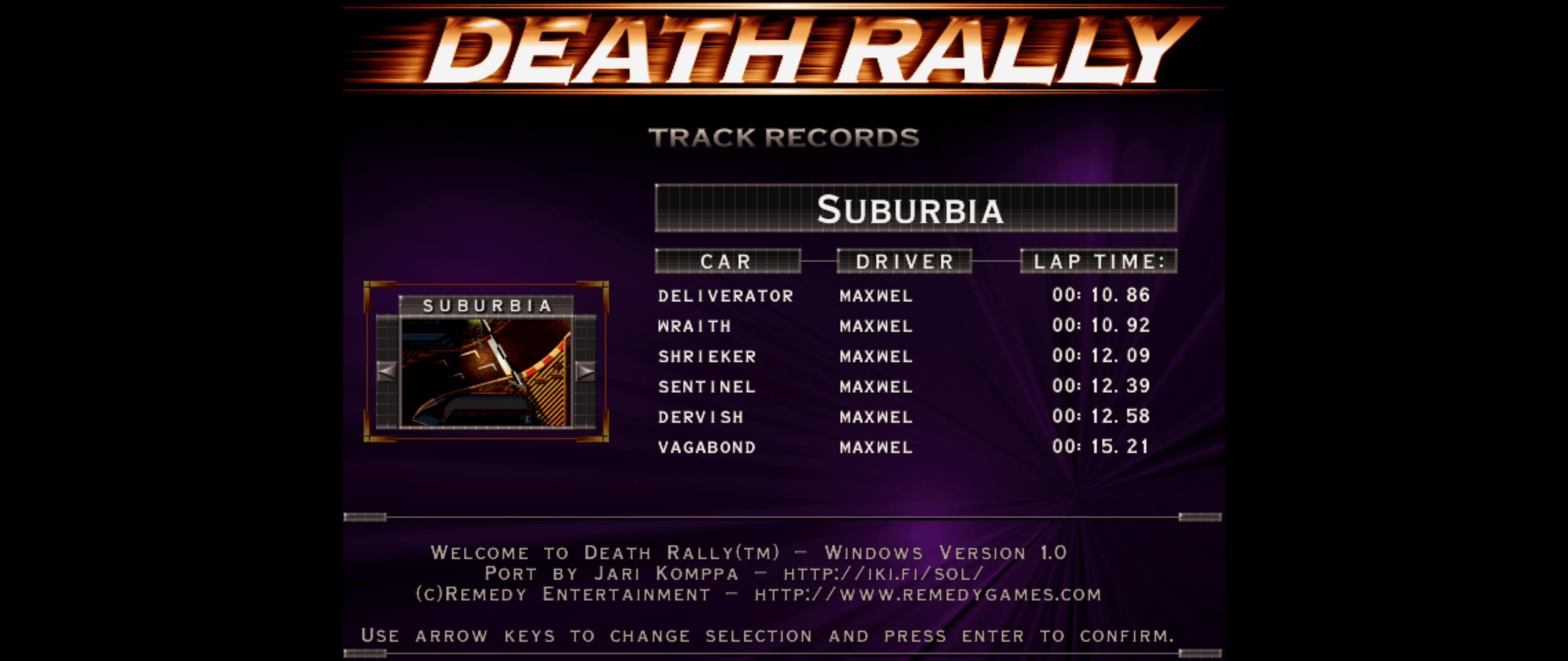 Maxwel: Death Rally [Suburbia, Deliverator Car] (PC) 0:00:10.86 points on 2016-03-02 03:27:38