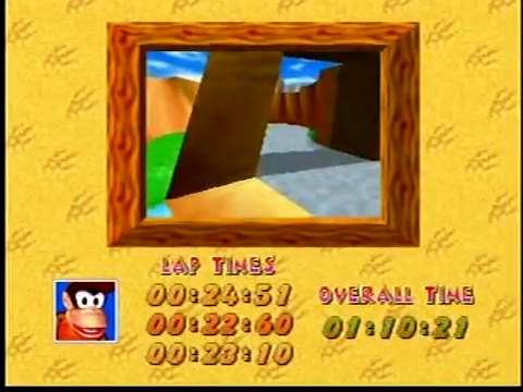 trivia212005: Diddy Kong Racing: Tracks [Ancient Lake/ Fastest Lap] (N64) 0:00:22.6 points on 2017-07-29 07:02:49