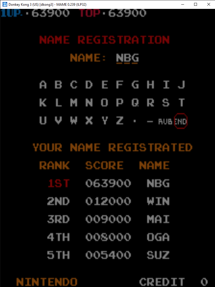 newportbeachgirl: Donkey Kong 3 (Arcade Emulated / M.A.M.E.) 63,900 points on 2022-02-13 20:40:04