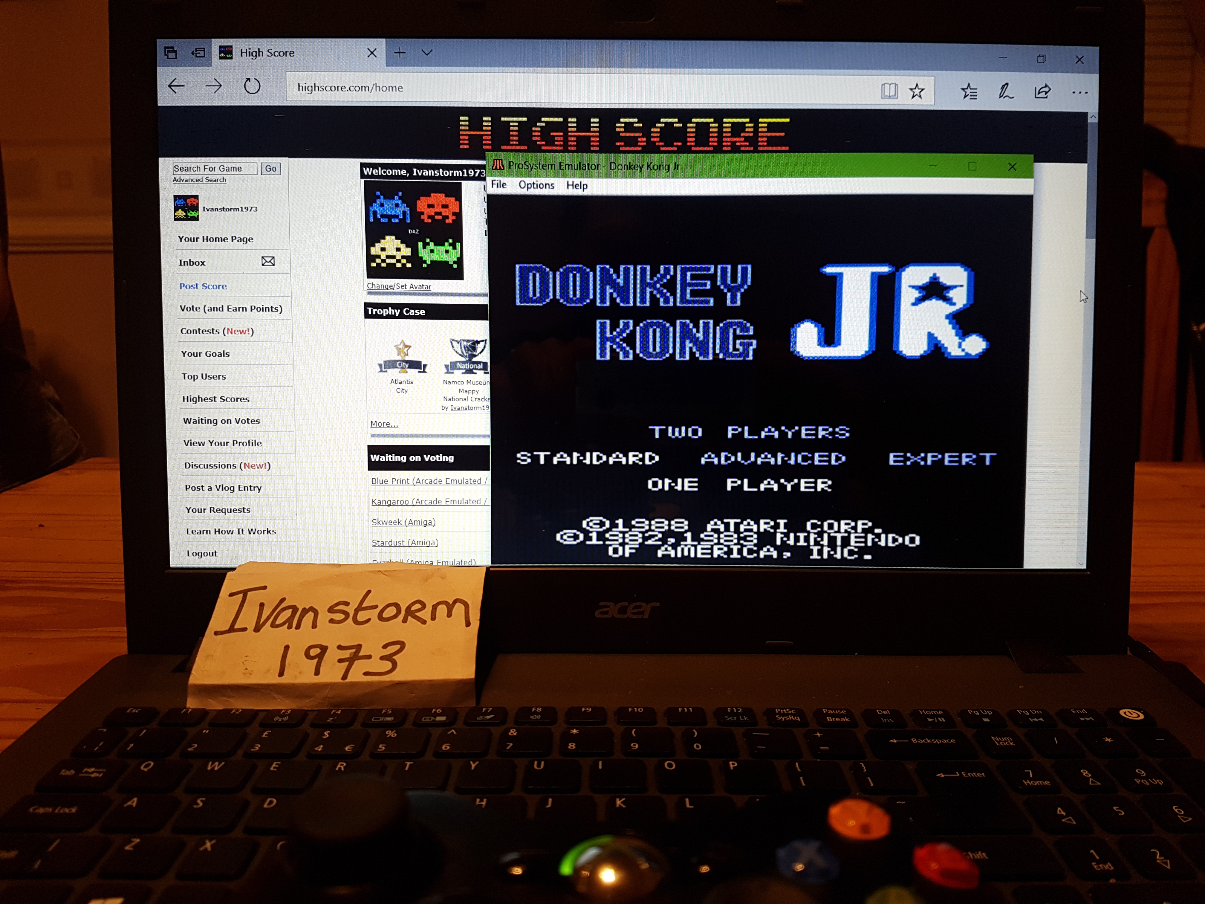 Ivanstorm1973: Donkey Kong Jr: Standard (Atari 7800 Emulated) 12,000 points on 2018-01-19 14:17:48